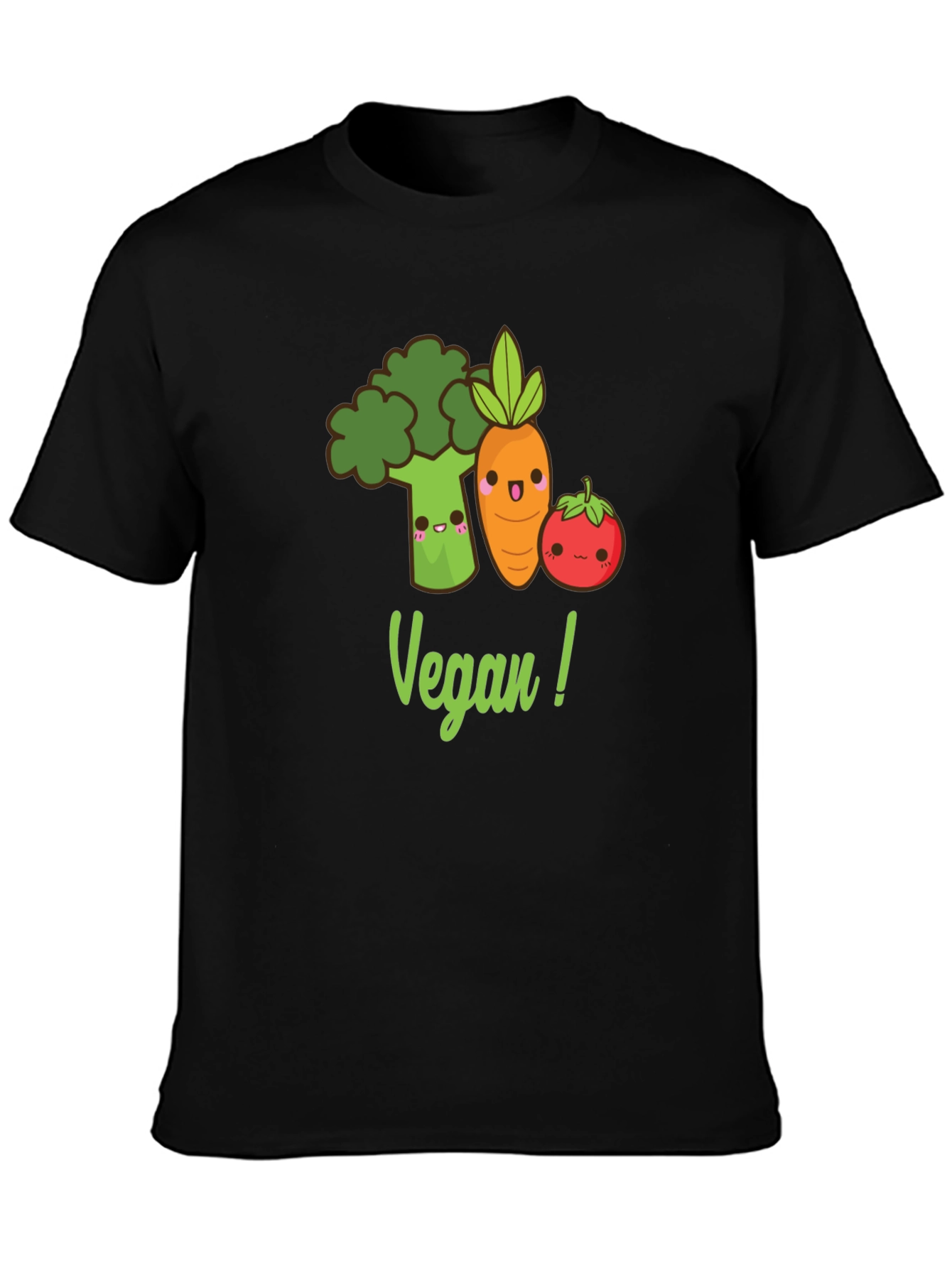 Cute Vegan T-Shirt with Broccoli Carrot & Tomato Design