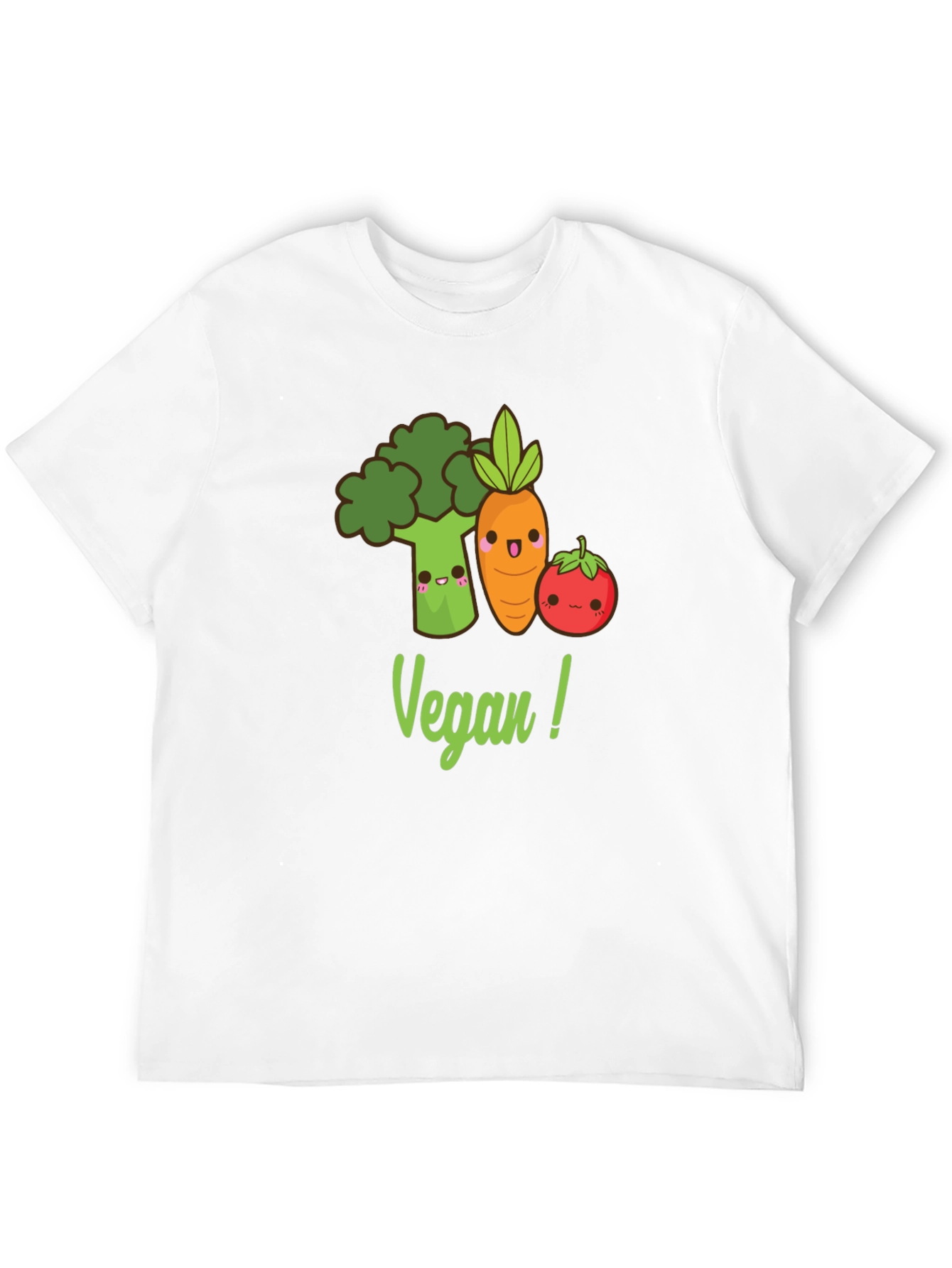 Cute Vegan T-Shirt with Broccoli Carrot & Tomato Design