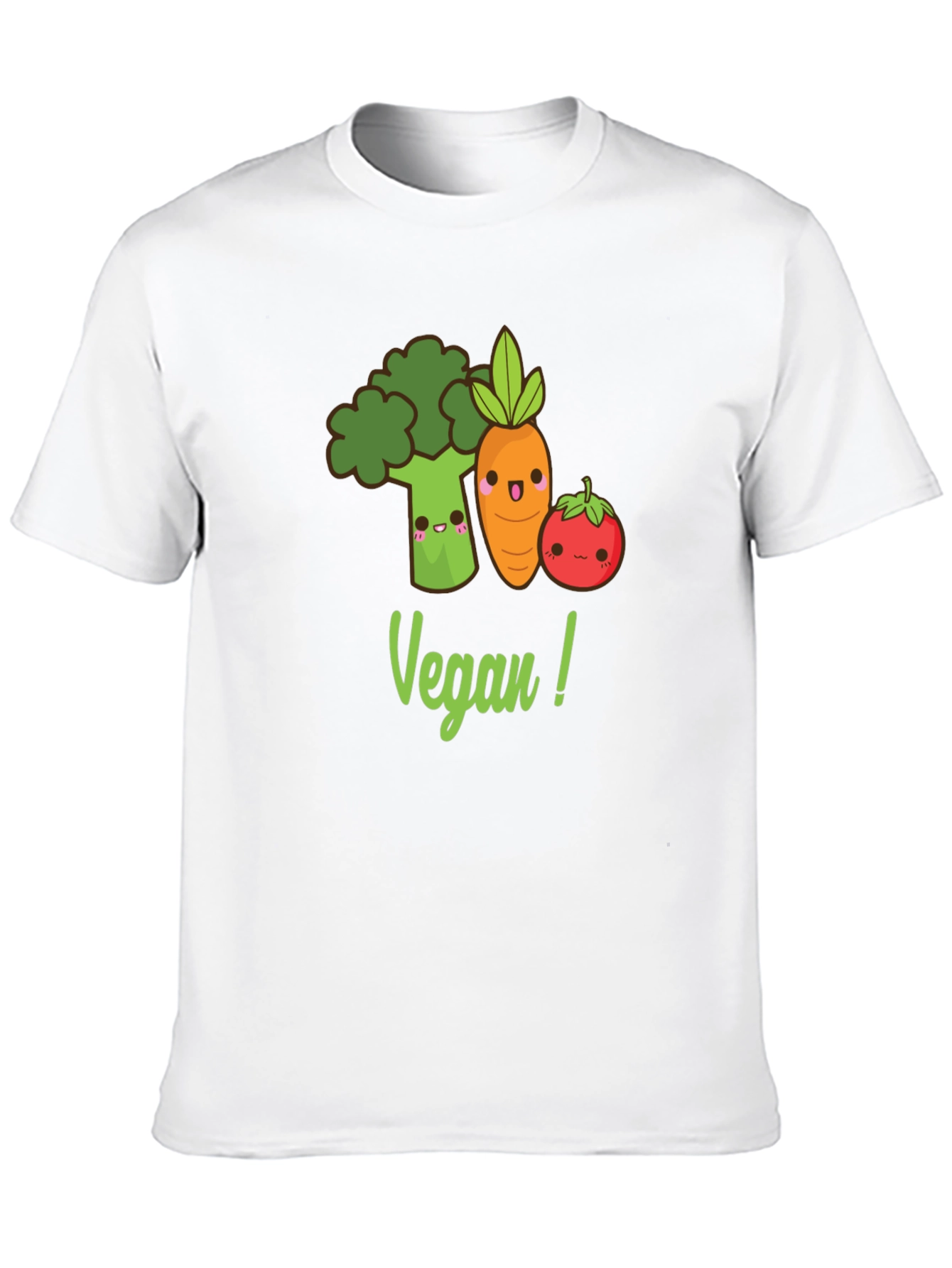 Cute Vegan T-Shirt with Broccoli Carrot & Tomato Design
