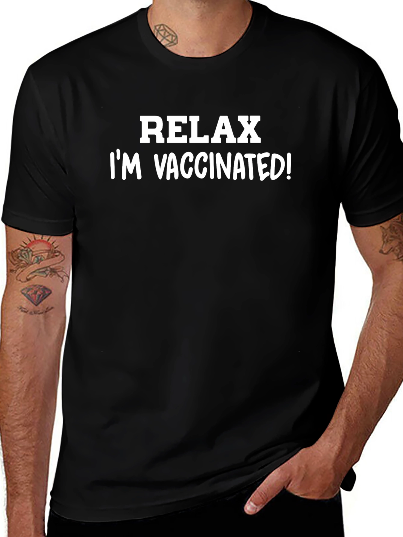 Relax Im Vaccinated! Black T-Shirt