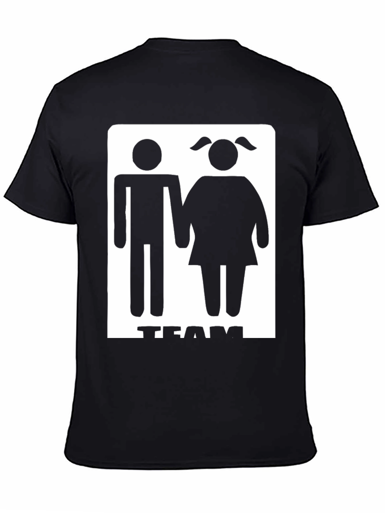 Team Couple Graphic Tee - Black Crew Neck T-Shirt