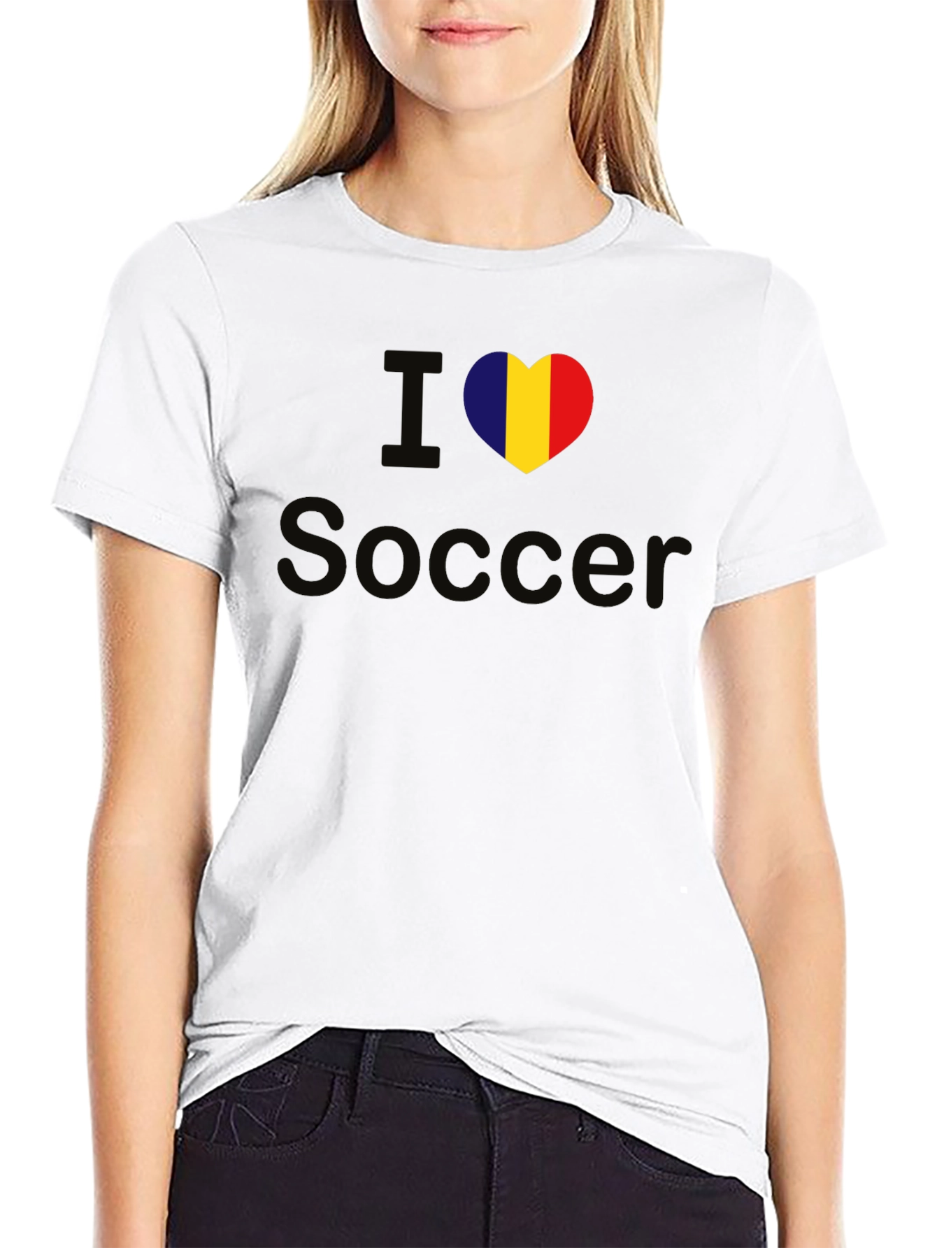I Love Soccer Romania Flag Heart T-Shirt
