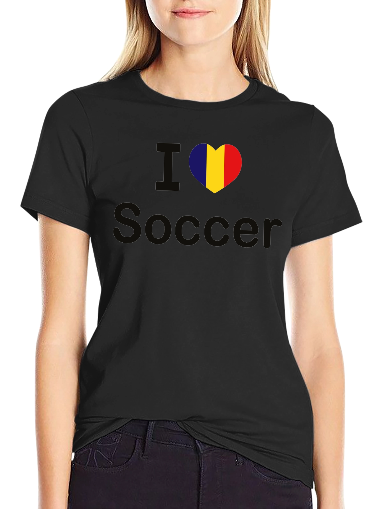I Love Soccer Romania Flag Heart T-Shirt