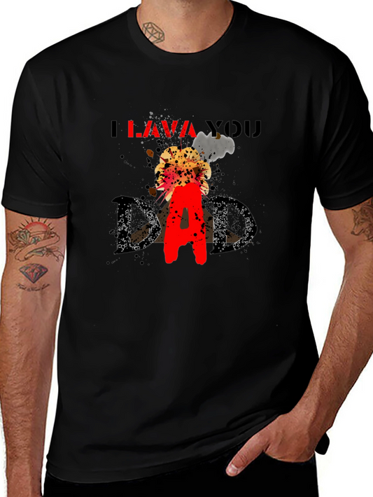 I Lava You Dad Graphic T-Shirt - Black Crew Neck Tee