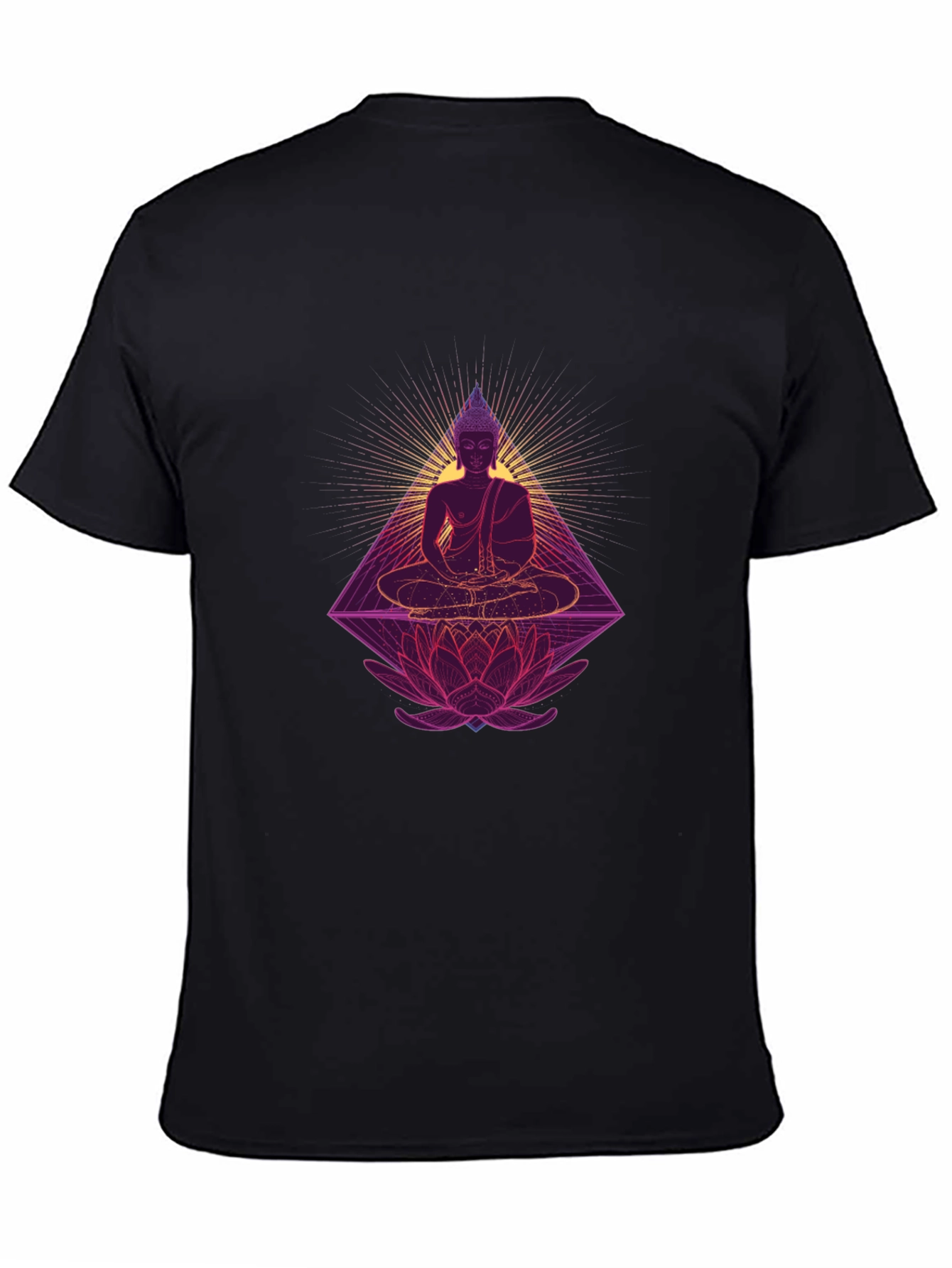 Buddha Lotus Graphic Tee - Spiritual Black T-Shirt