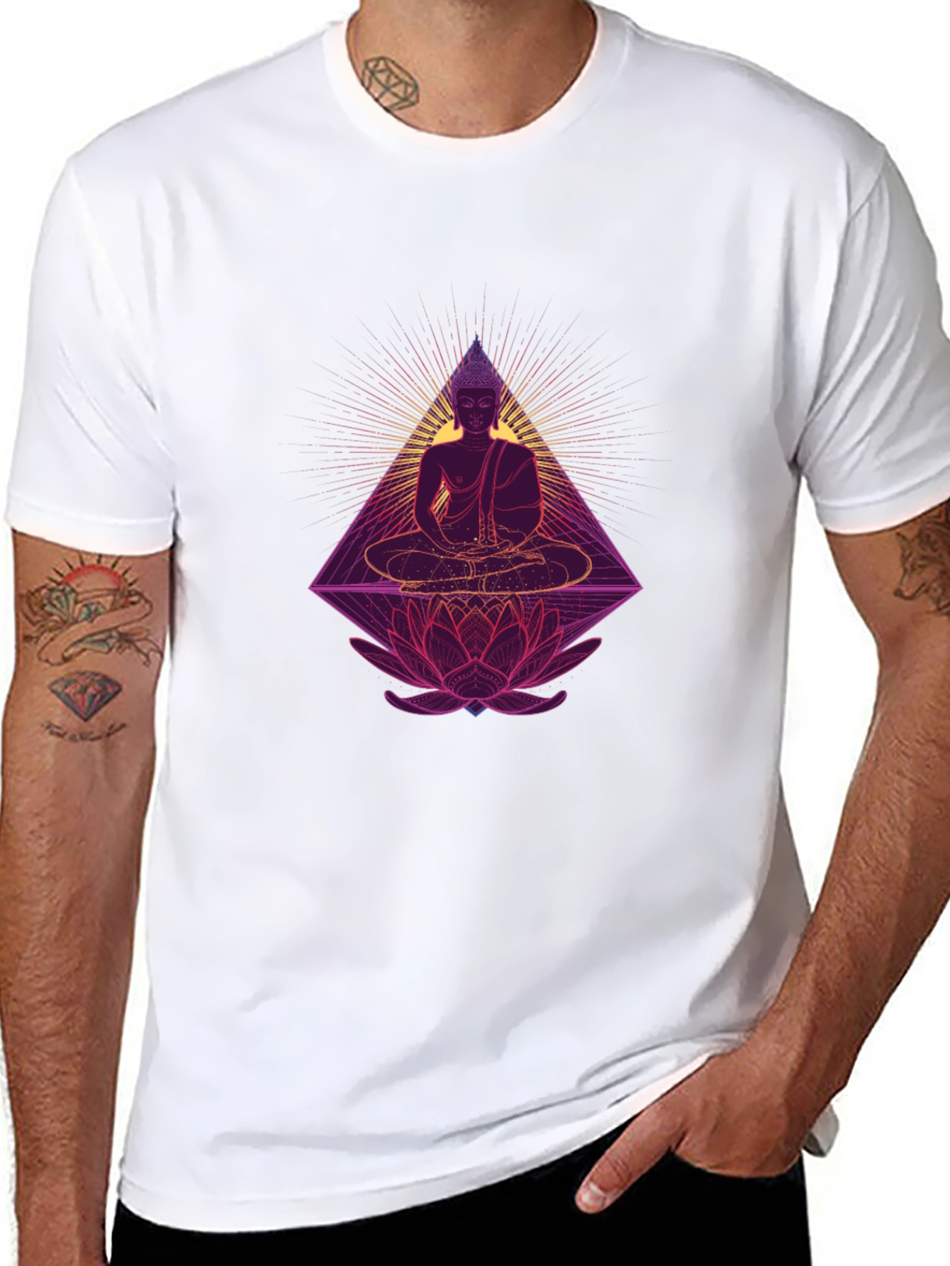 Buddha Lotus Graphic Tee - Spiritual Black T-Shirt