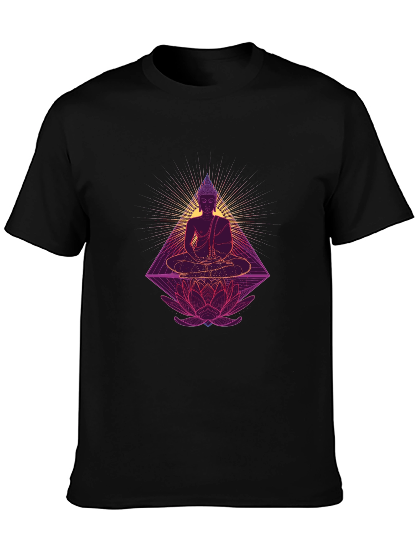 Buddha Lotus Graphic Tee - Spiritual Black T-Shirt