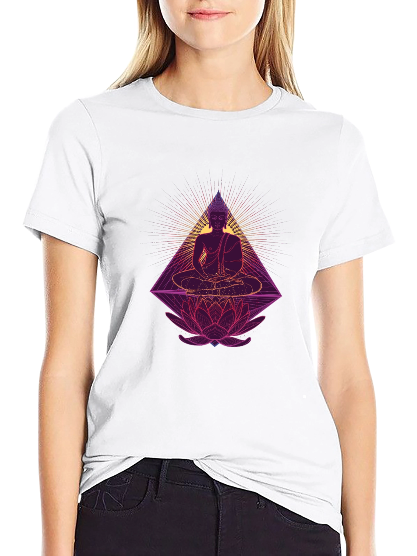 Buddha Lotus Graphic Tee - Spiritual Black T-Shirt