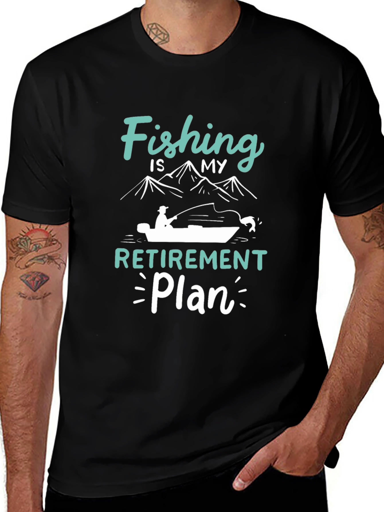 Fishing Retirement Plan Black T-Shirt