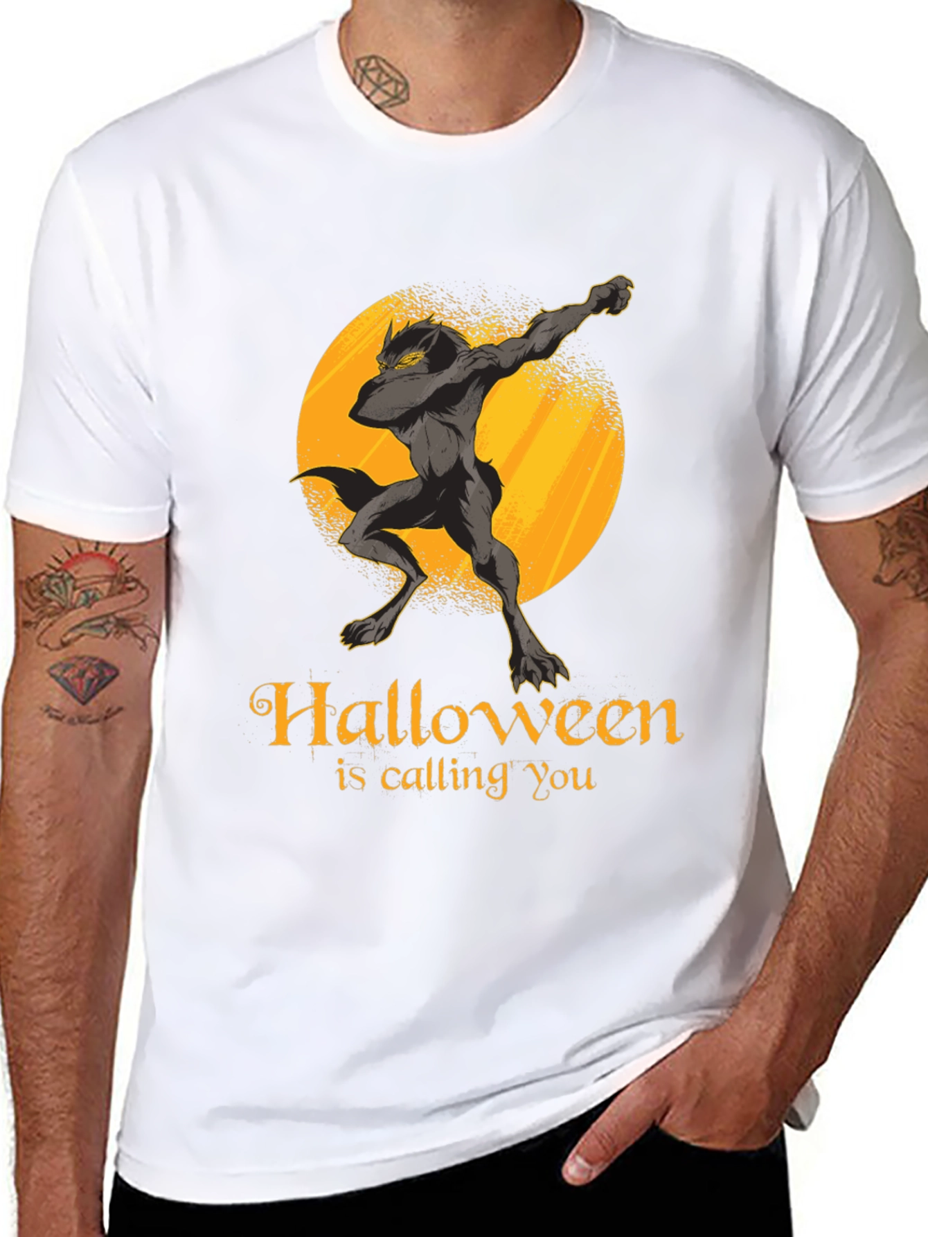 Halloween Wolf Dab Graphic T-Shirt