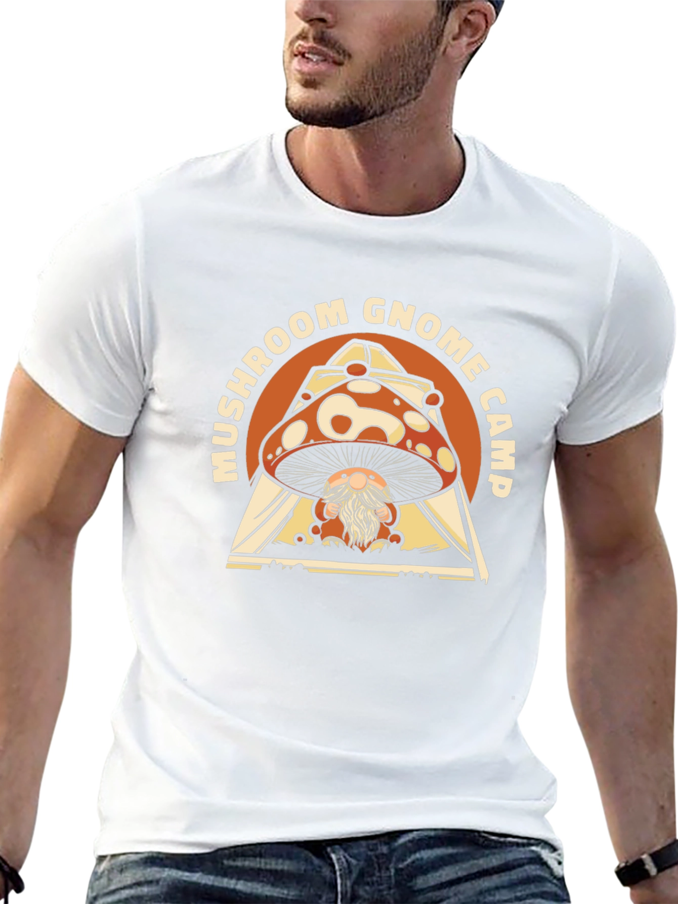Mushroom Gnome Camp Black Graphic Tee