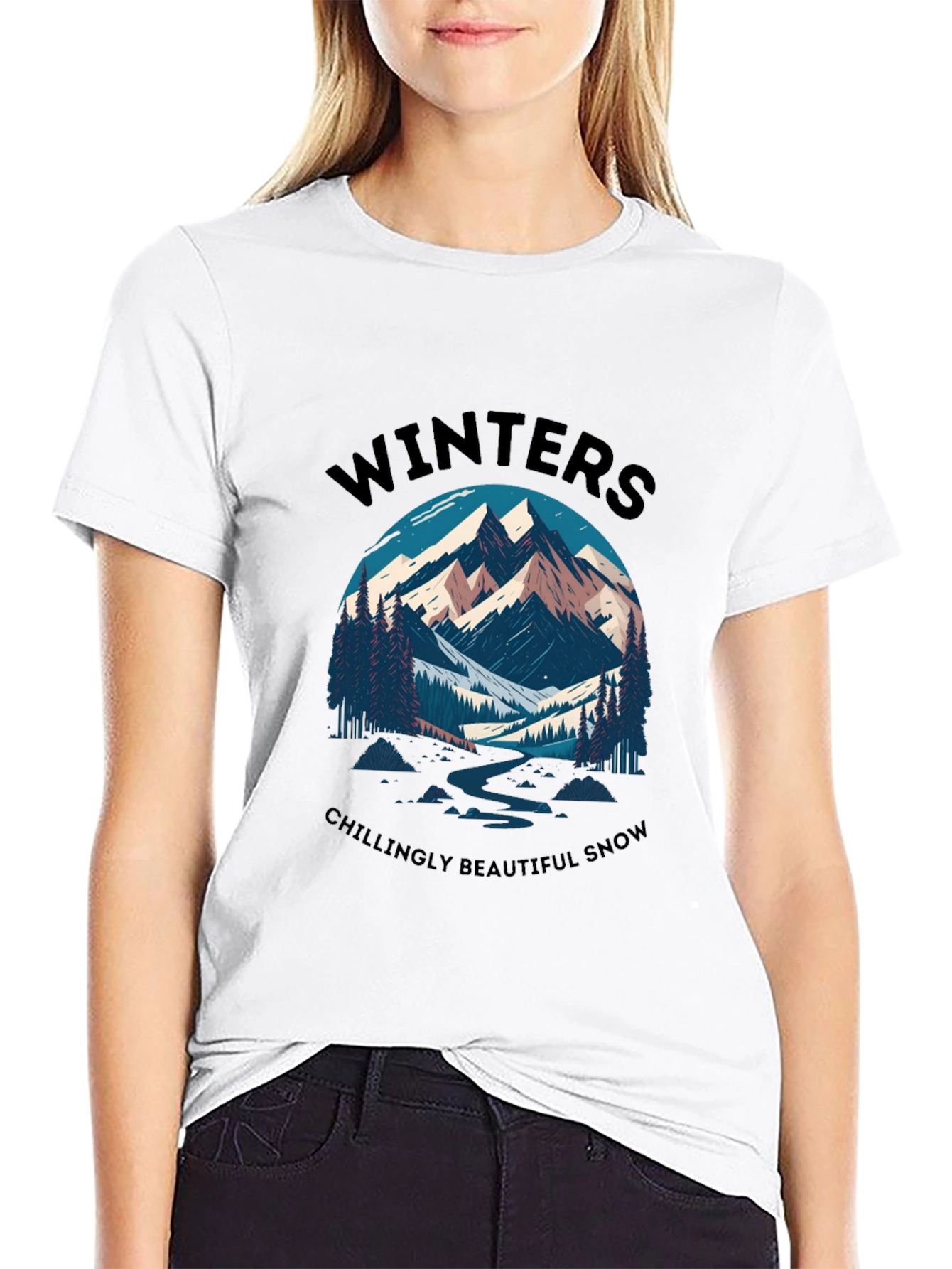 Winter Mountain Scene Graphic Tee