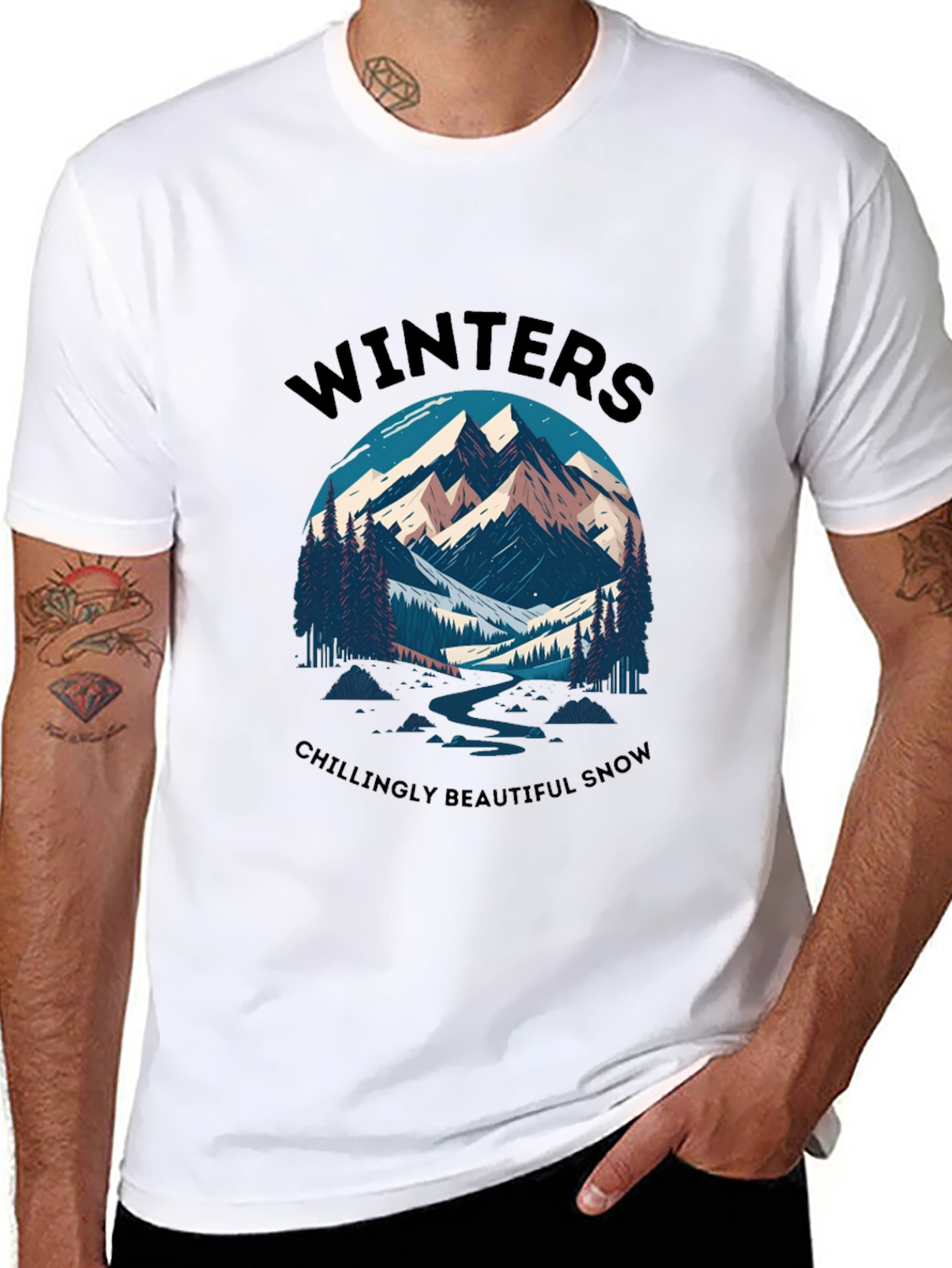 Winter Mountain Scene Graphic Tee