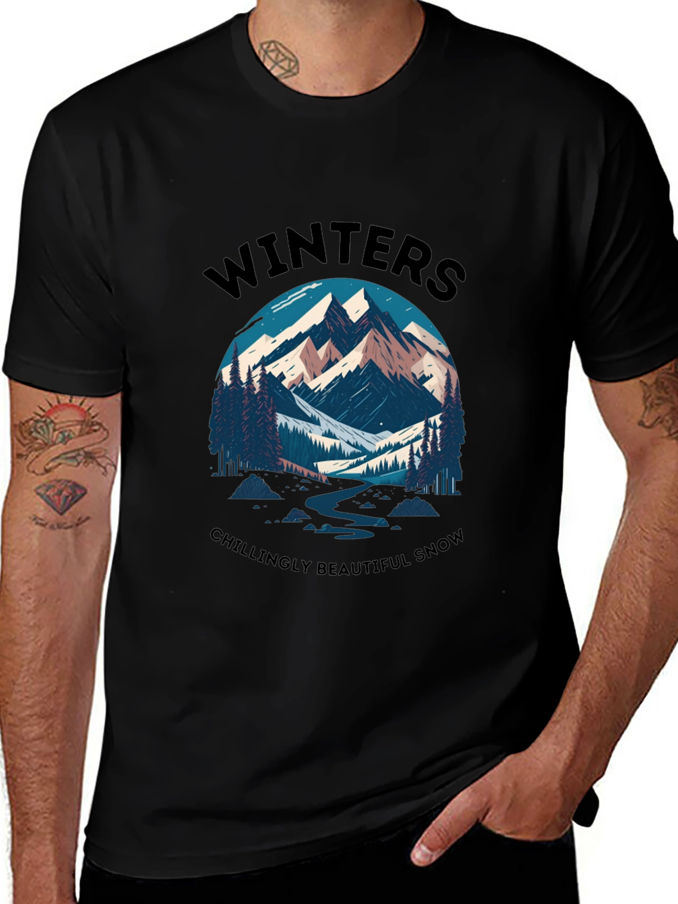 Winter Mountain Scene Graphic Tee