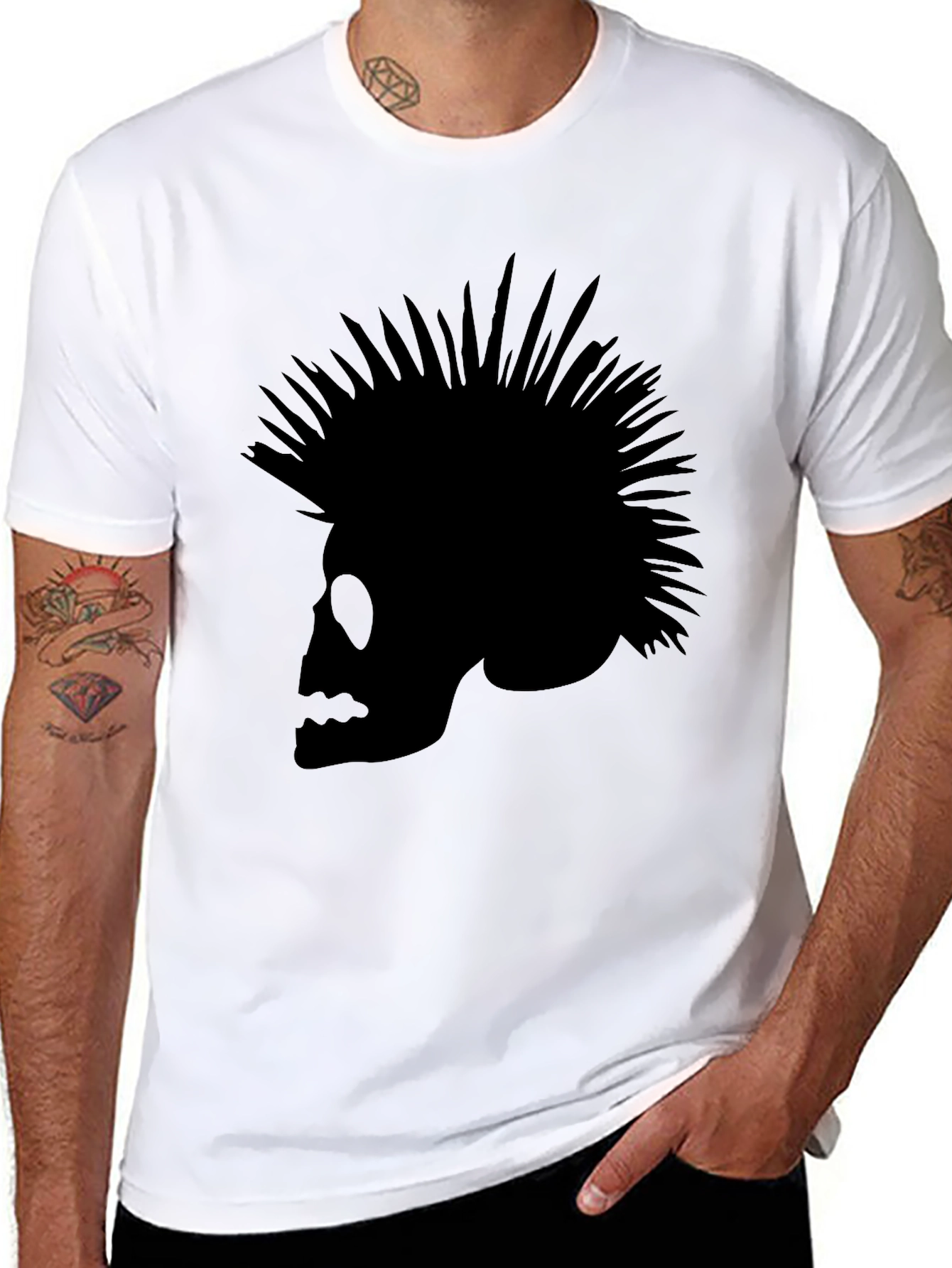 Skull Punk T-Shirt - Mens Black Tee