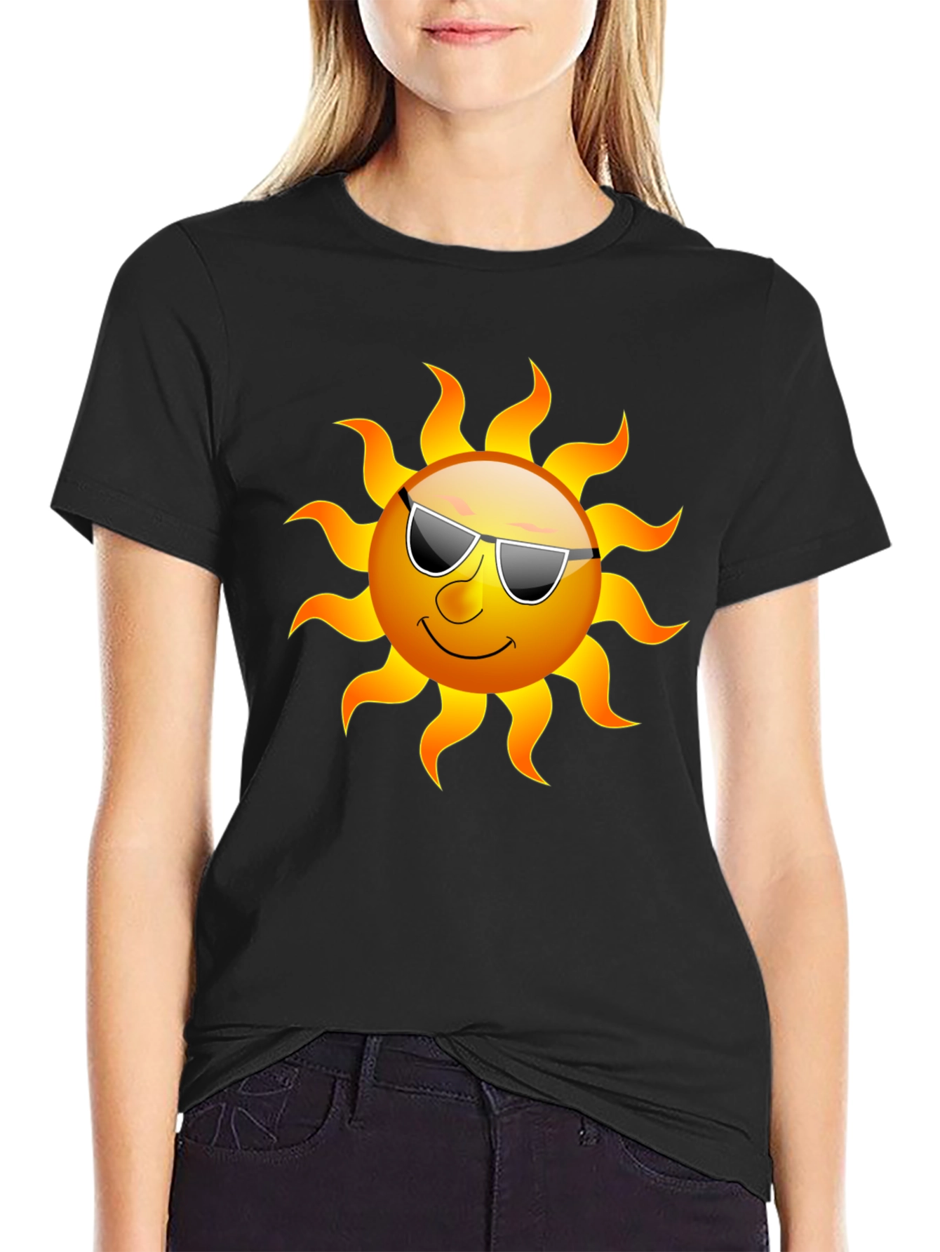 Cool Sun Graphic Tee - Black Cotton T-Shirt