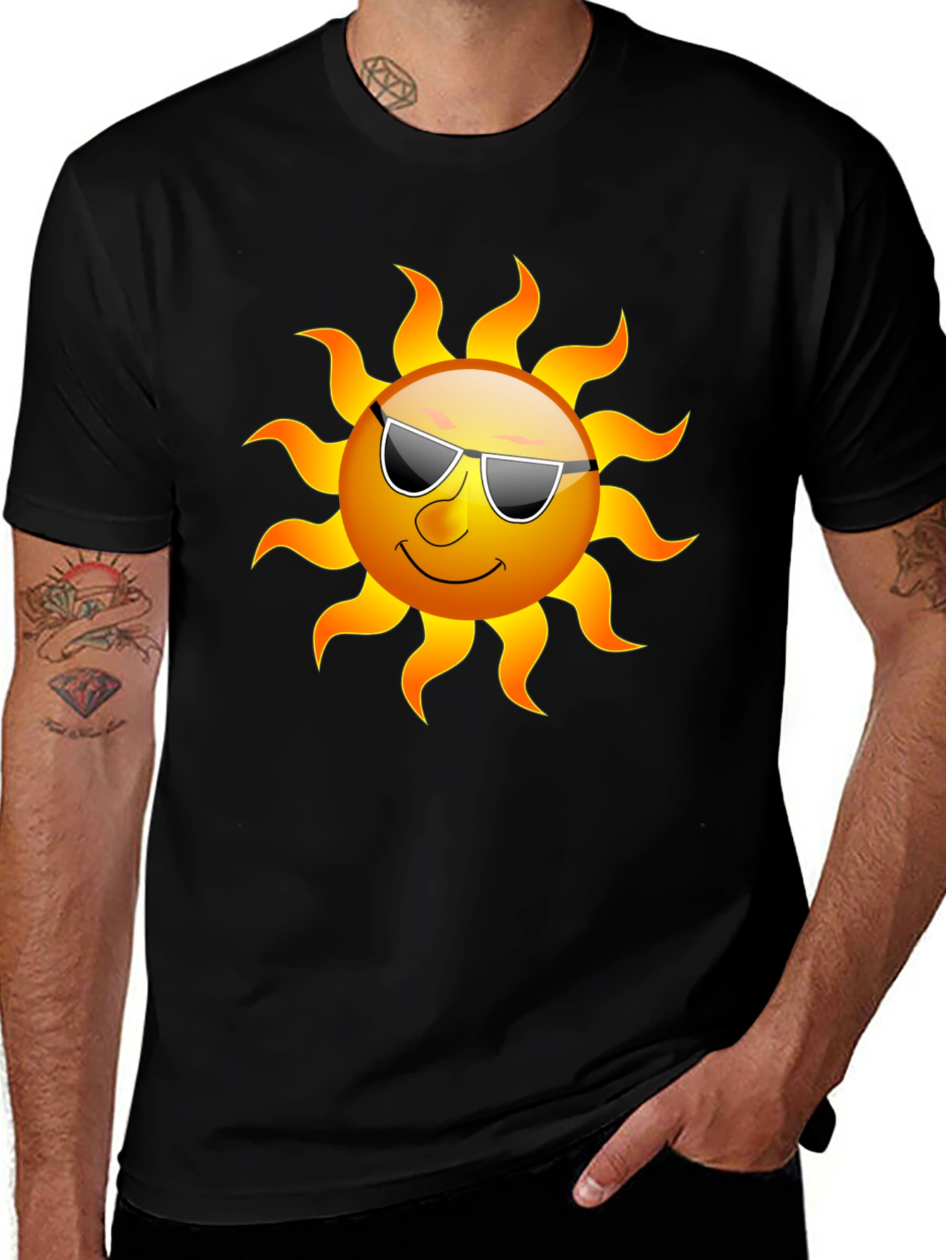 Cool Sun Graphic Tee - Black Cotton T-Shirt