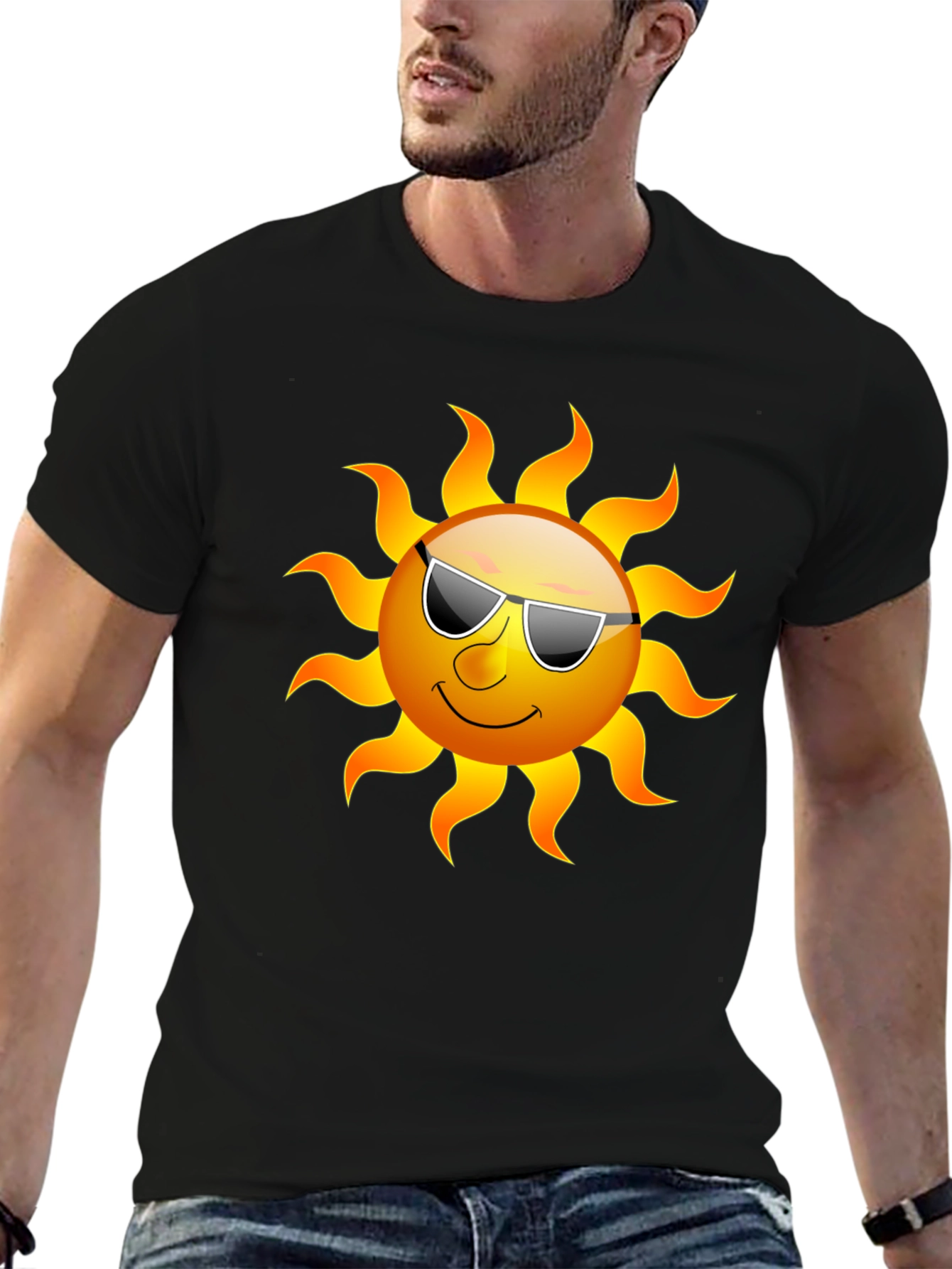Cool Sun Graphic Tee - Black Cotton T-Shirt
