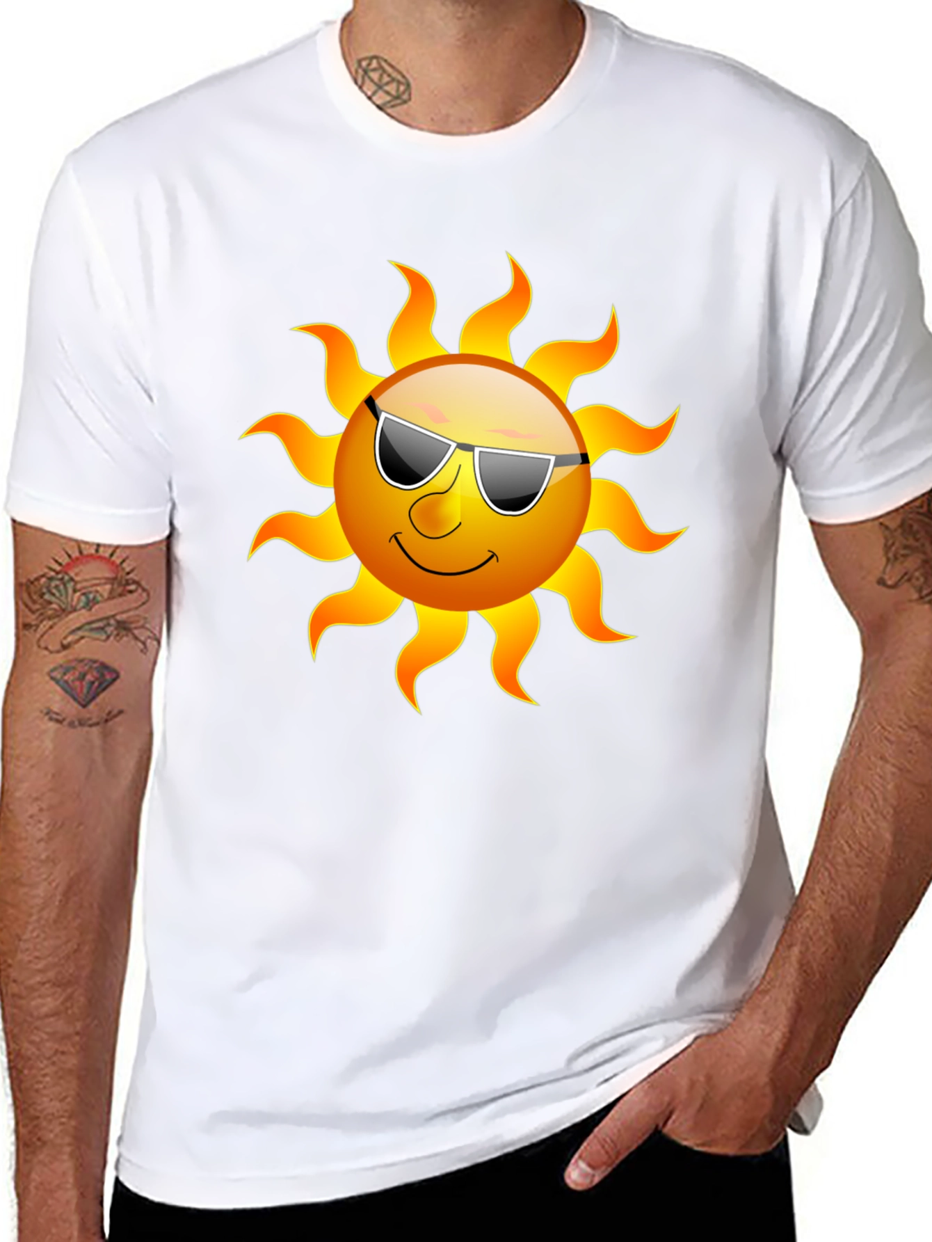 Cool Sun Graphic Tee - Black Cotton T-Shirt