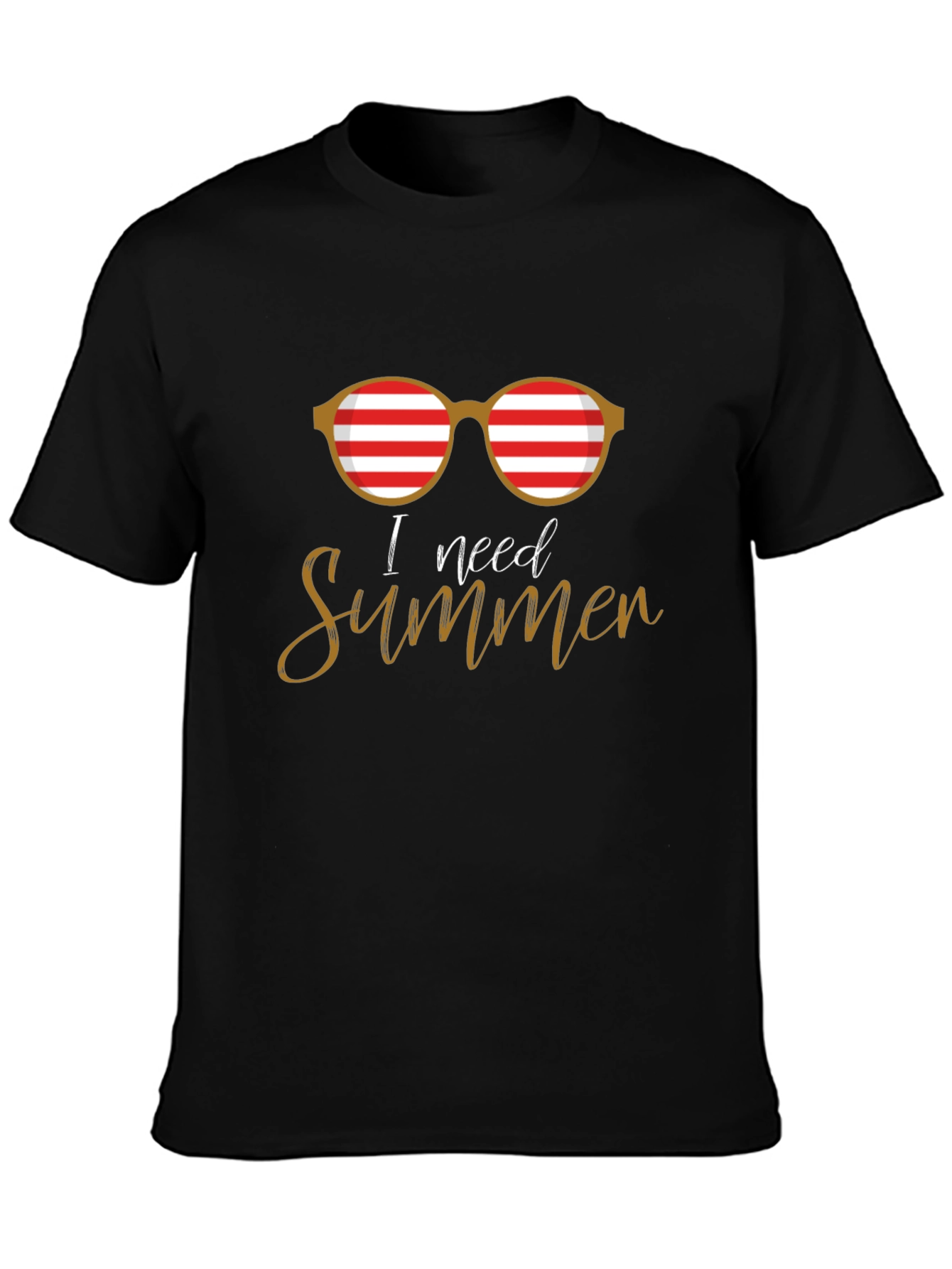 I Need Summer Graphic Tee - Sunglasses Black T-Shirt