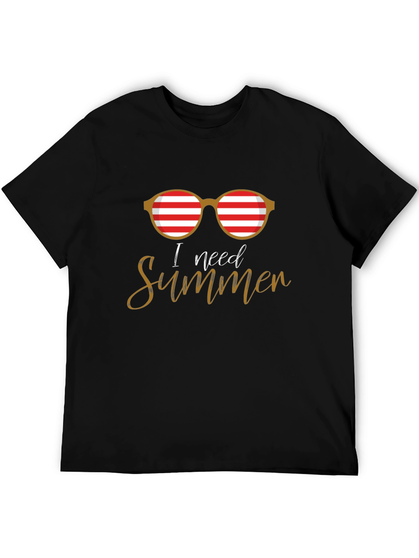 I Need Summer Graphic Tee - Sunglasses Black T-Shirt