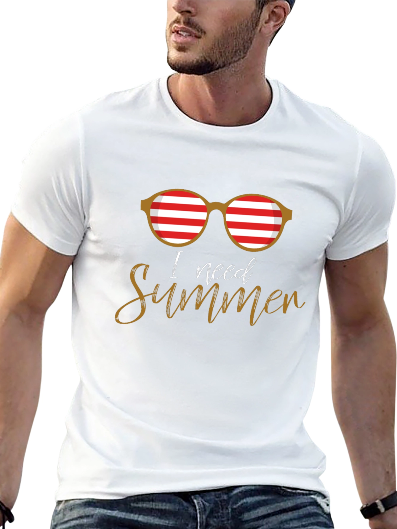 I Need Summer Graphic Tee - Sunglasses Black T-Shirt
