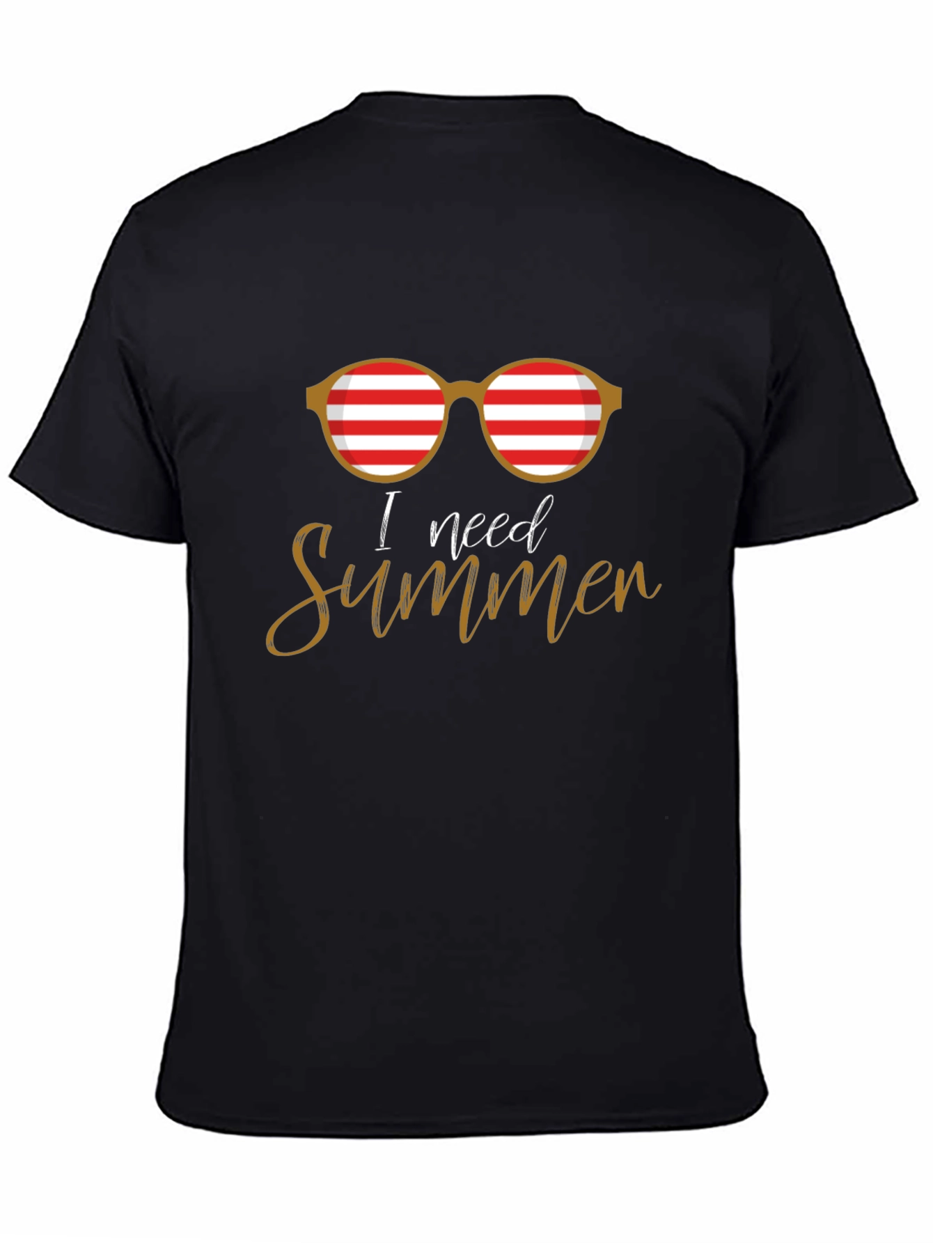 I Need Summer Graphic Tee - Sunglasses Black T-Shirt