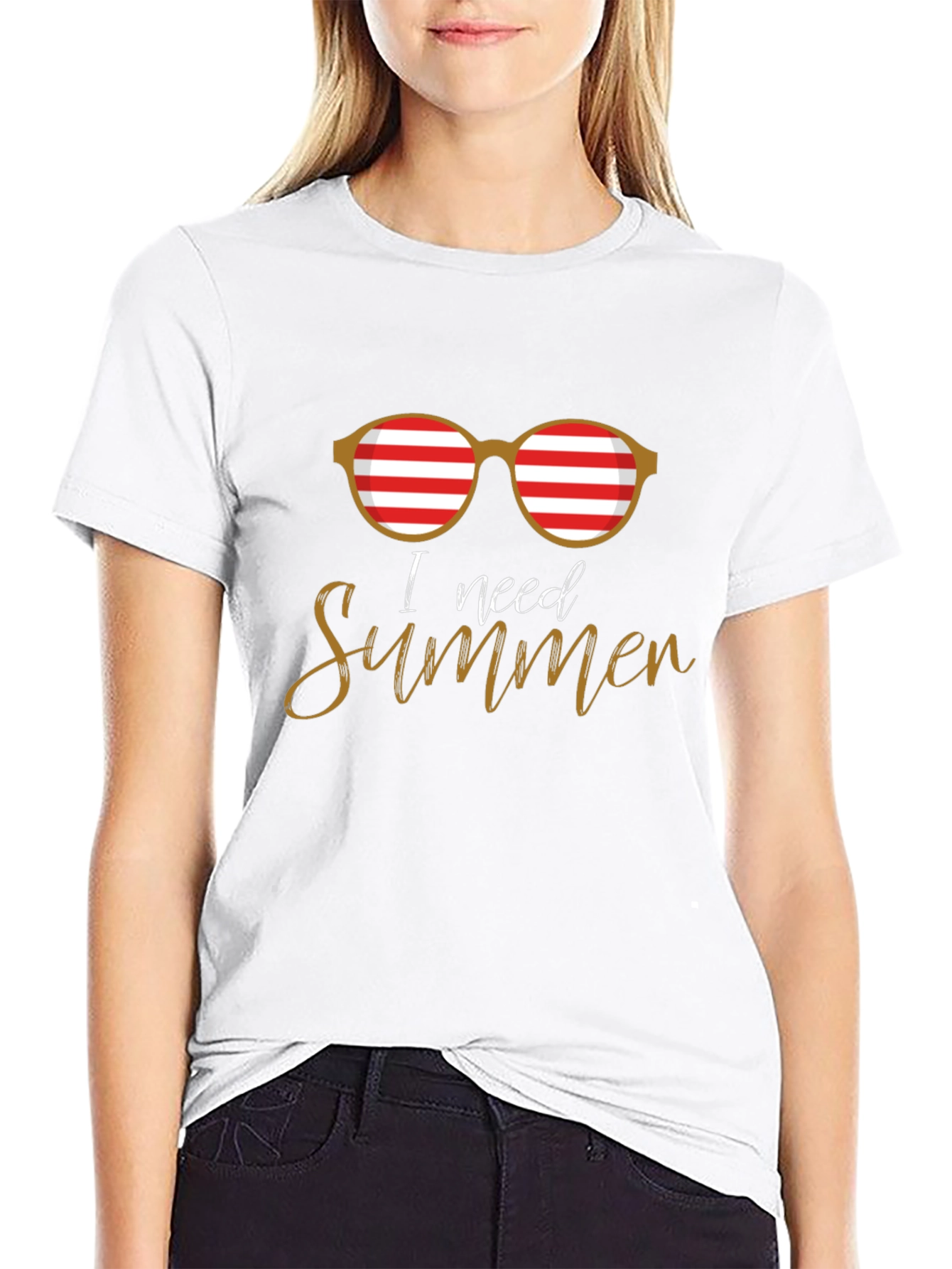 I Need Summer Graphic Tee - Sunglasses Black T-Shirt