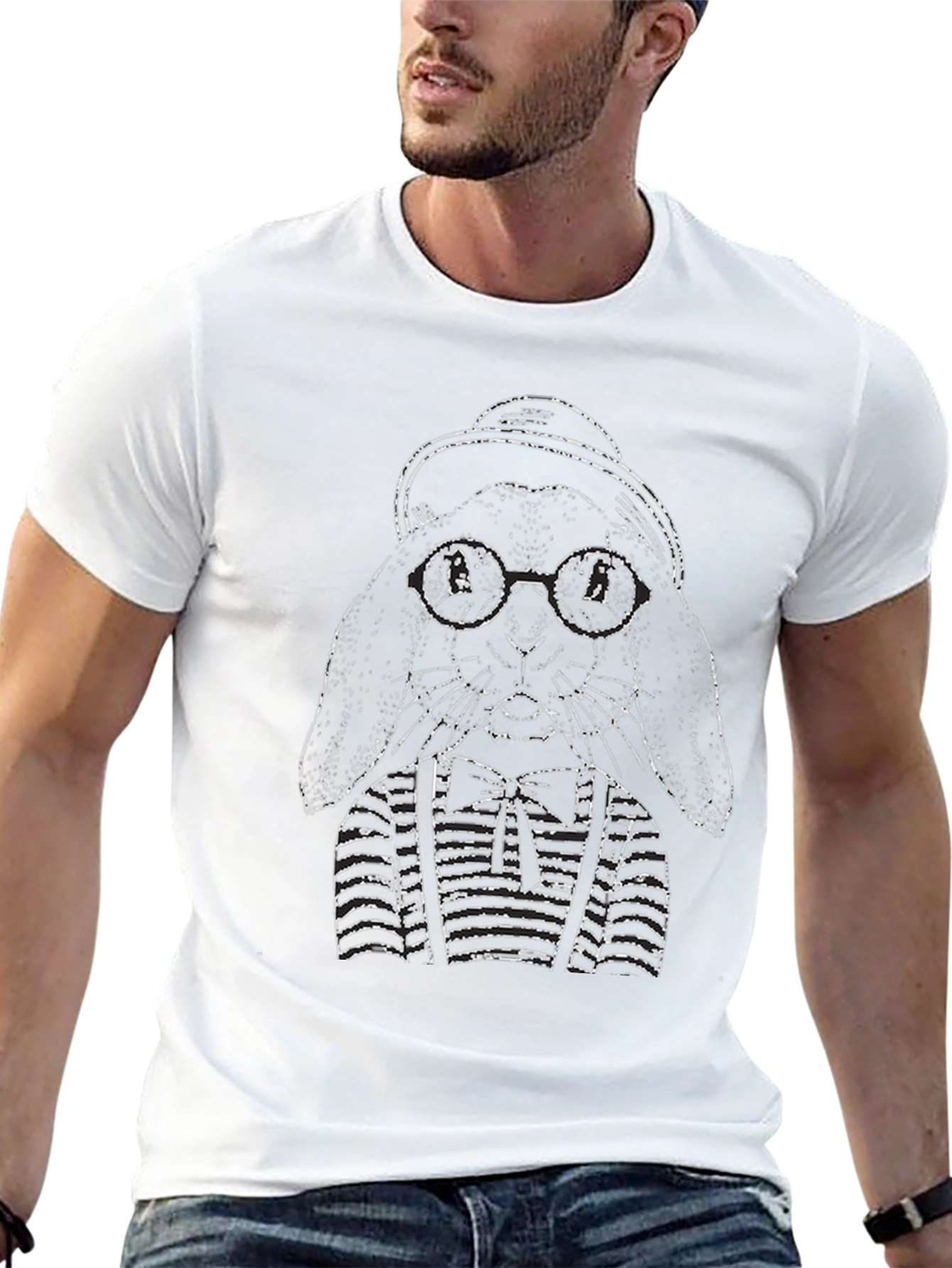 Rabbit with Hat and Glasses T-Shirt