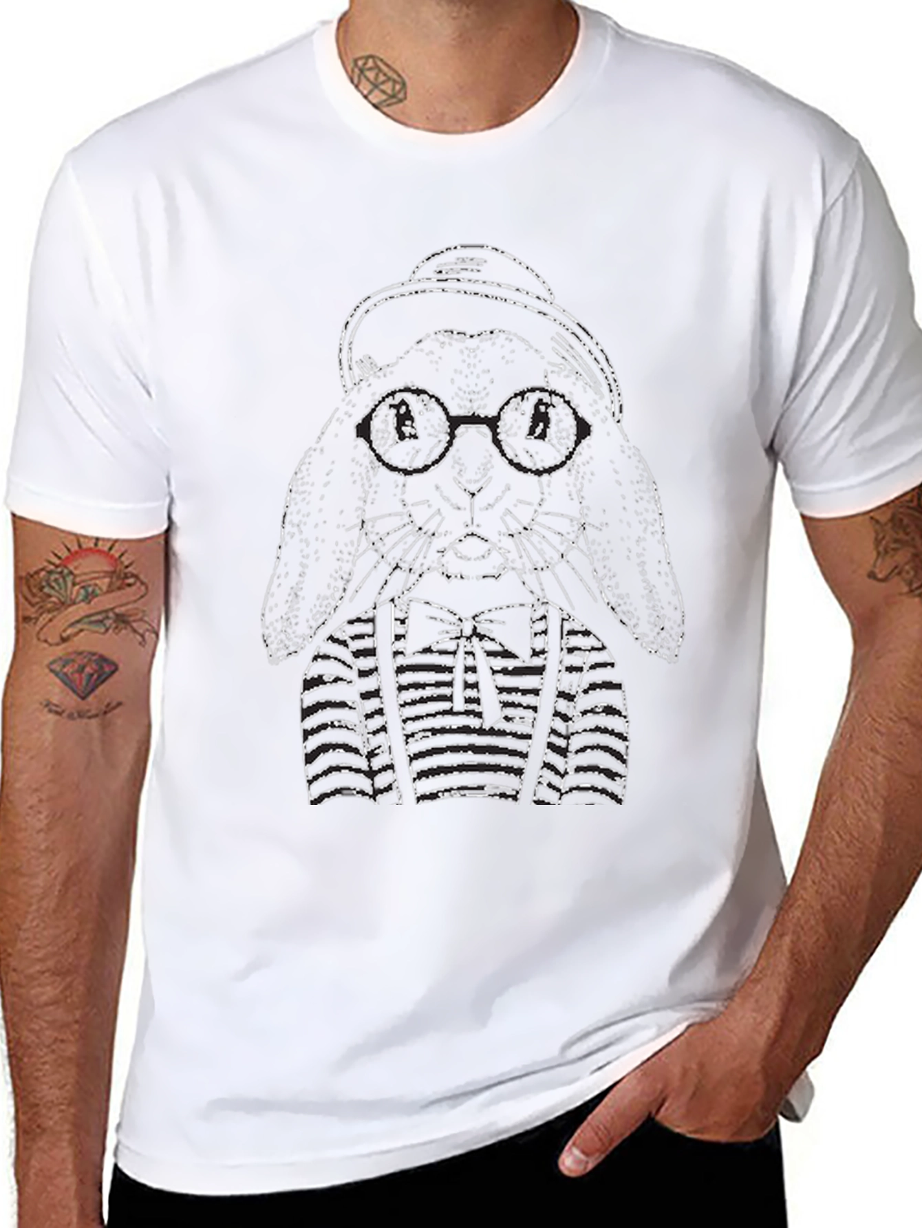 Rabbit with Hat and Glasses T-Shirt