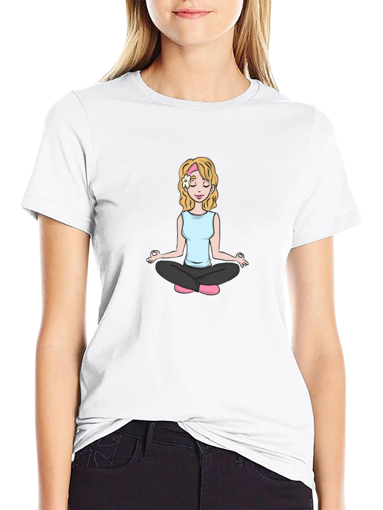 Yoga Girl Graphic Tee - Black Cotton Comfort