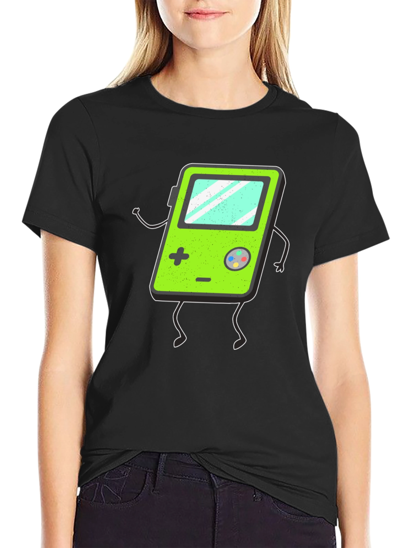 Retro Game Console Graphic Tee - Black T-Shirt