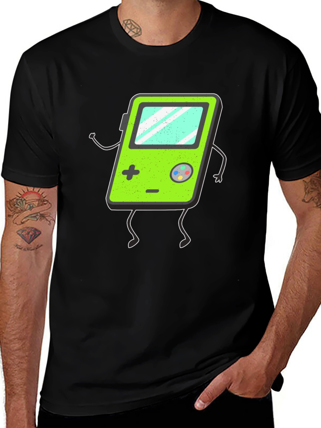 Retro Game Console Graphic Tee - Black T-Shirt