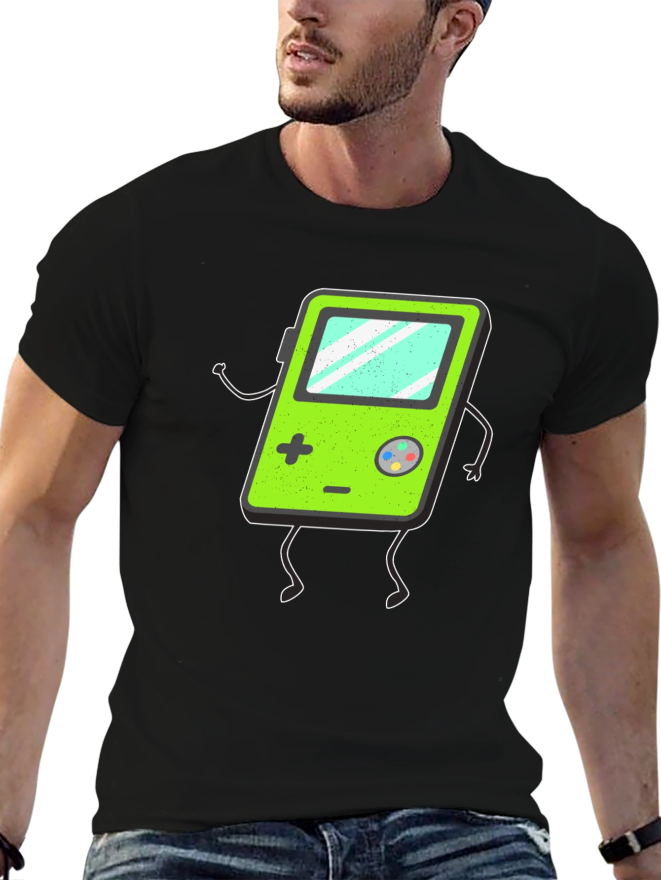 Retro Game Console Graphic Tee - Black T-Shirt