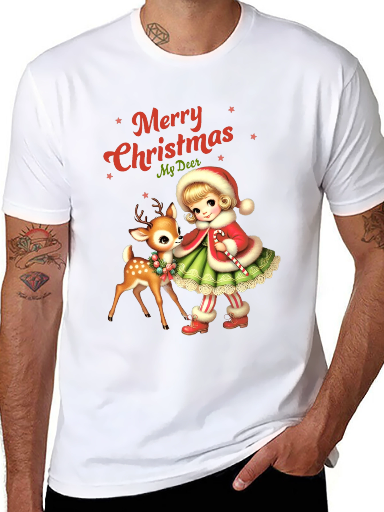 Festive Christmas Deer Graphic Tee