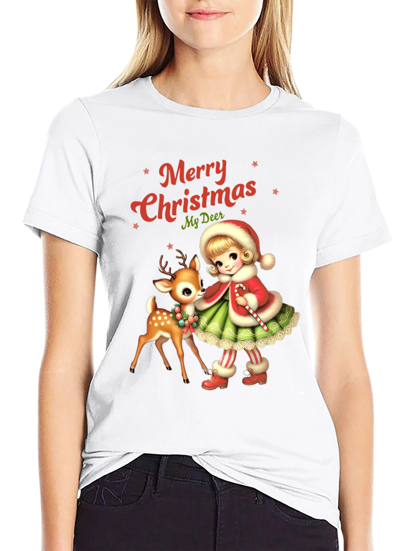 Festive Christmas Deer Graphic Tee