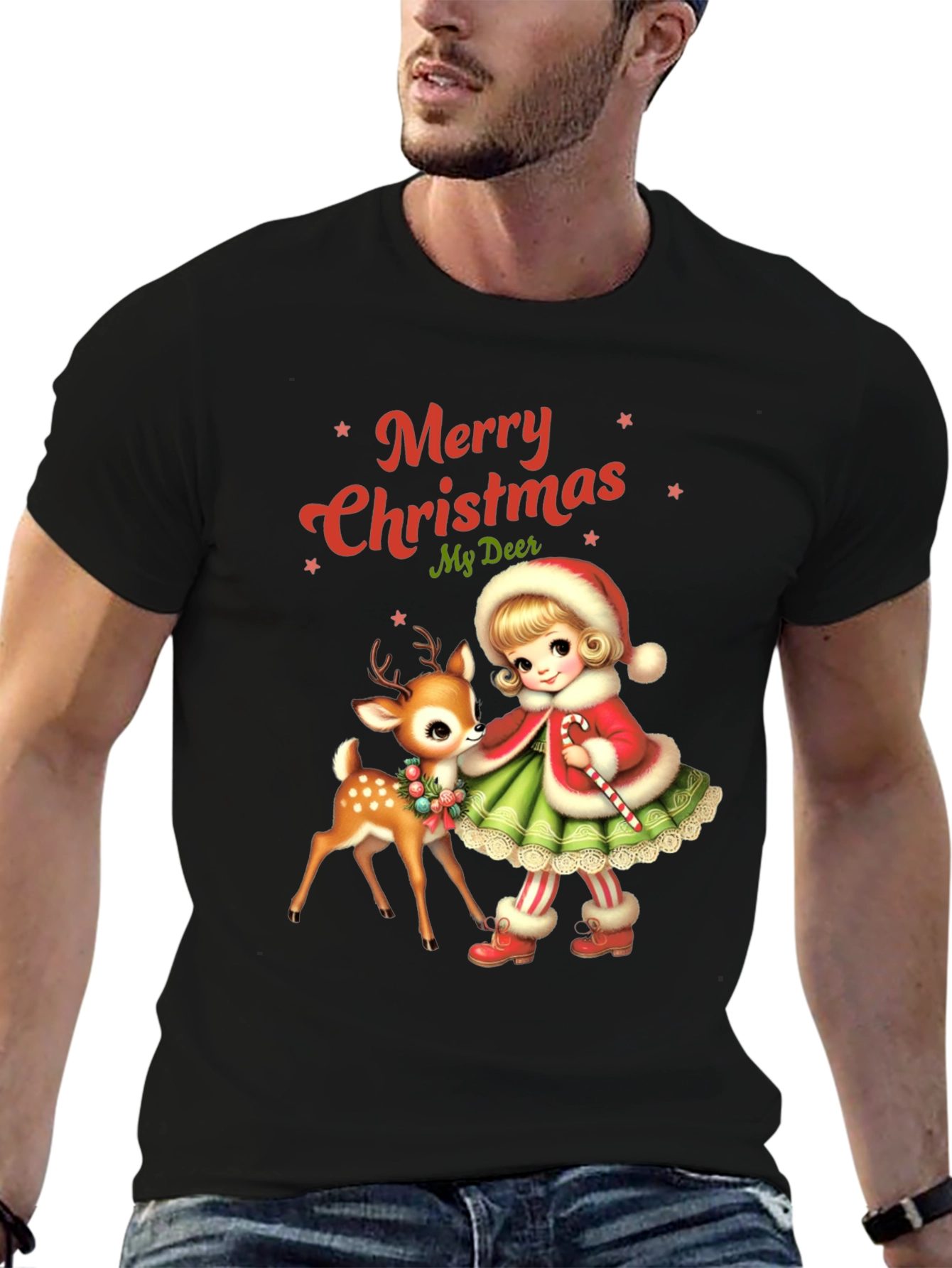 Festive Christmas Deer Graphic Tee