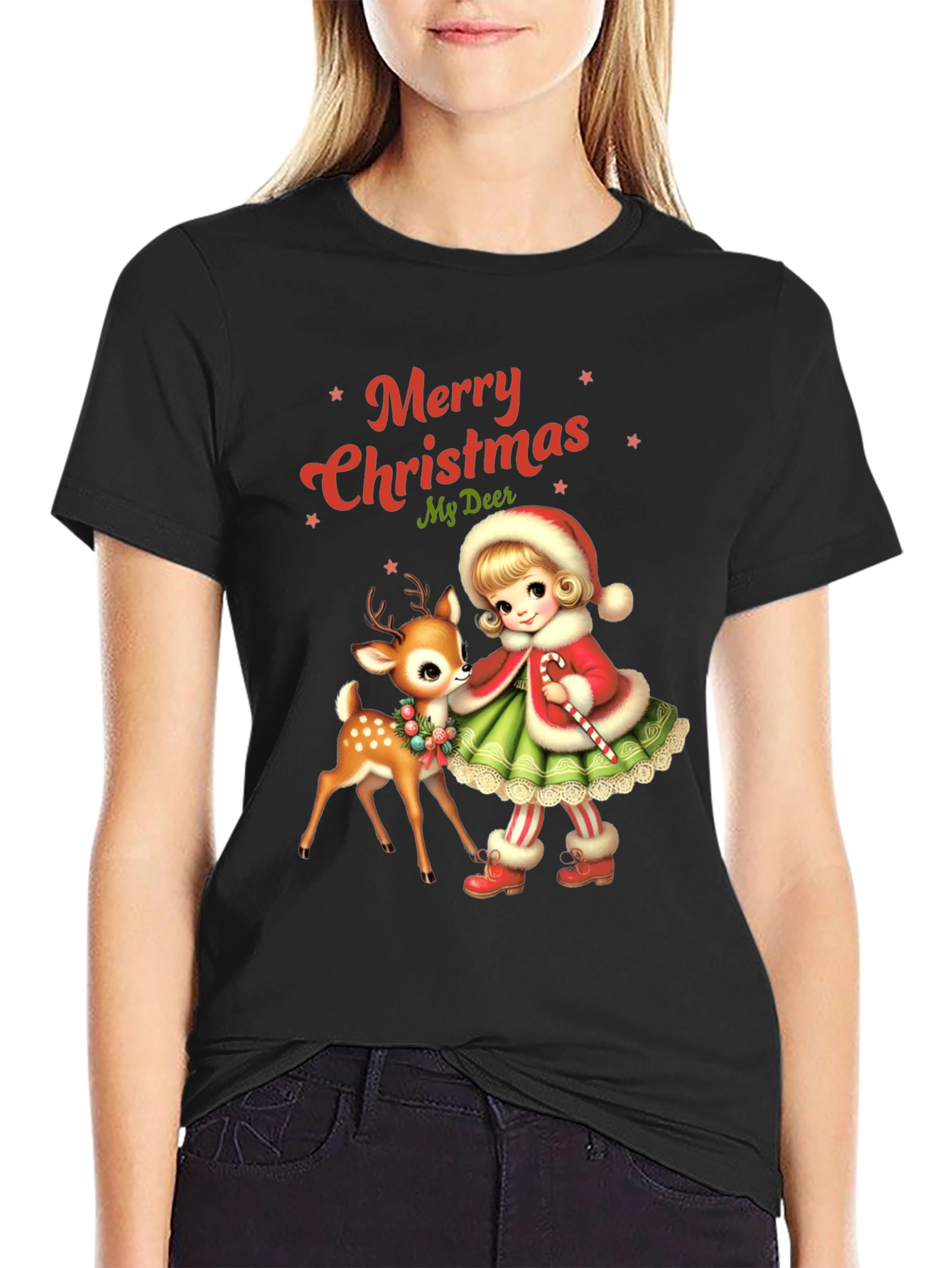Festive Christmas Deer Graphic Tee