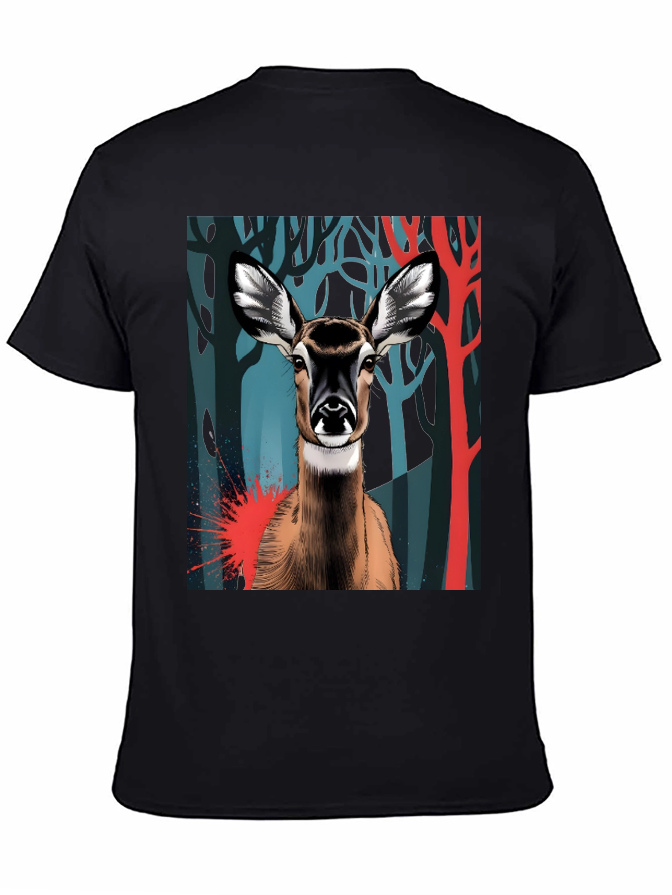 Deer Graphic Tee - Black Cotton Blend