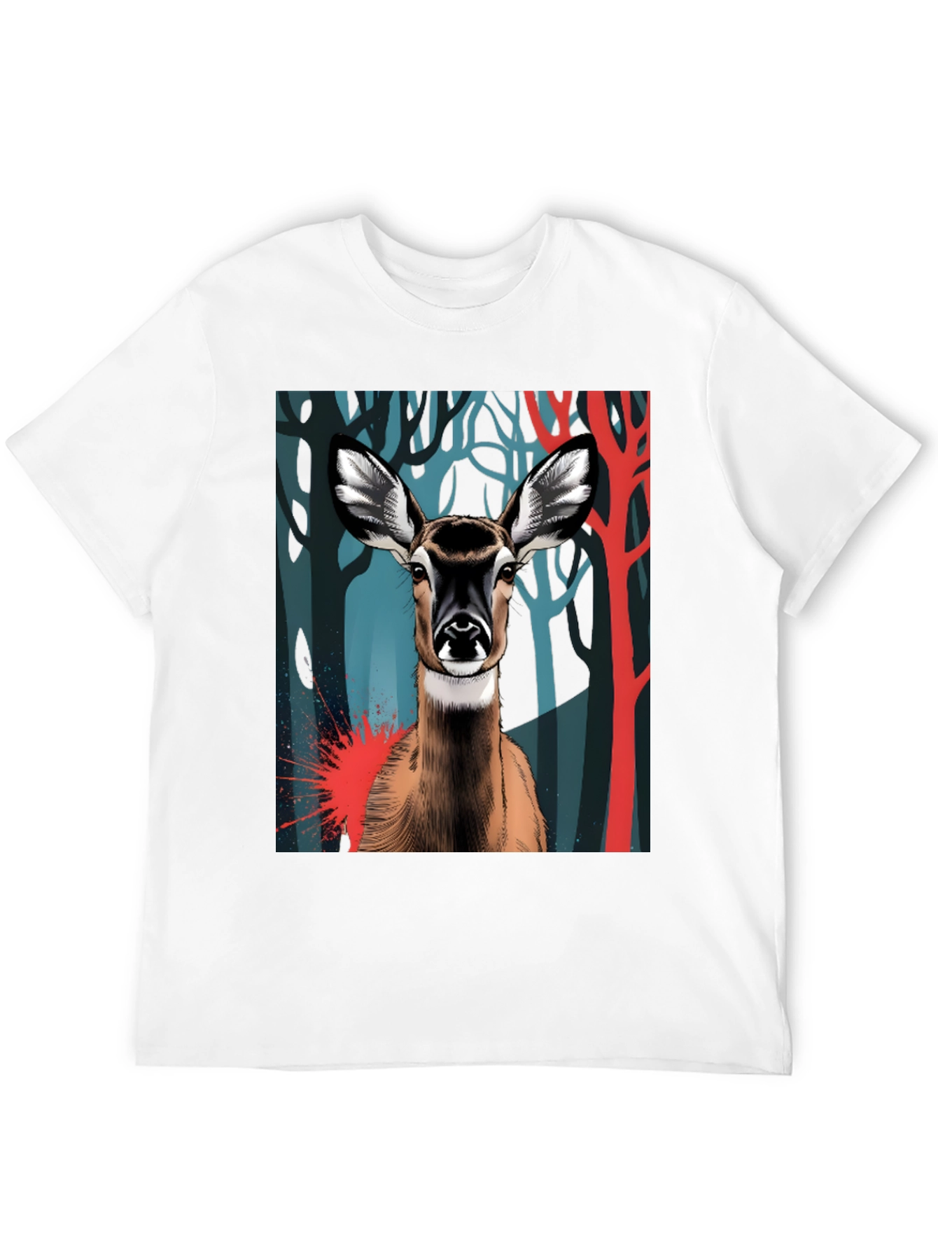 Deer Graphic Tee - Black Cotton Blend