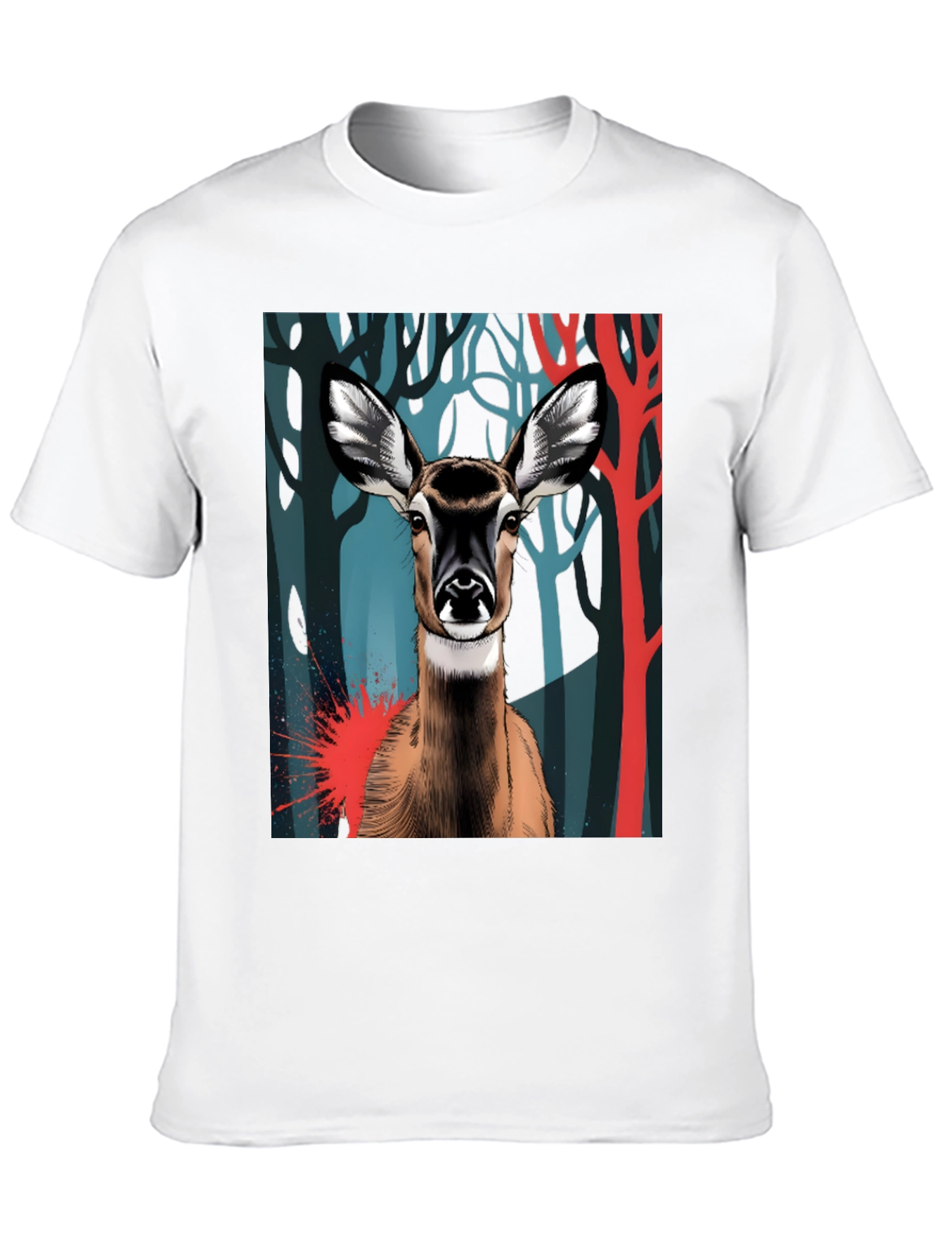 Deer Graphic Tee - Black Cotton Blend