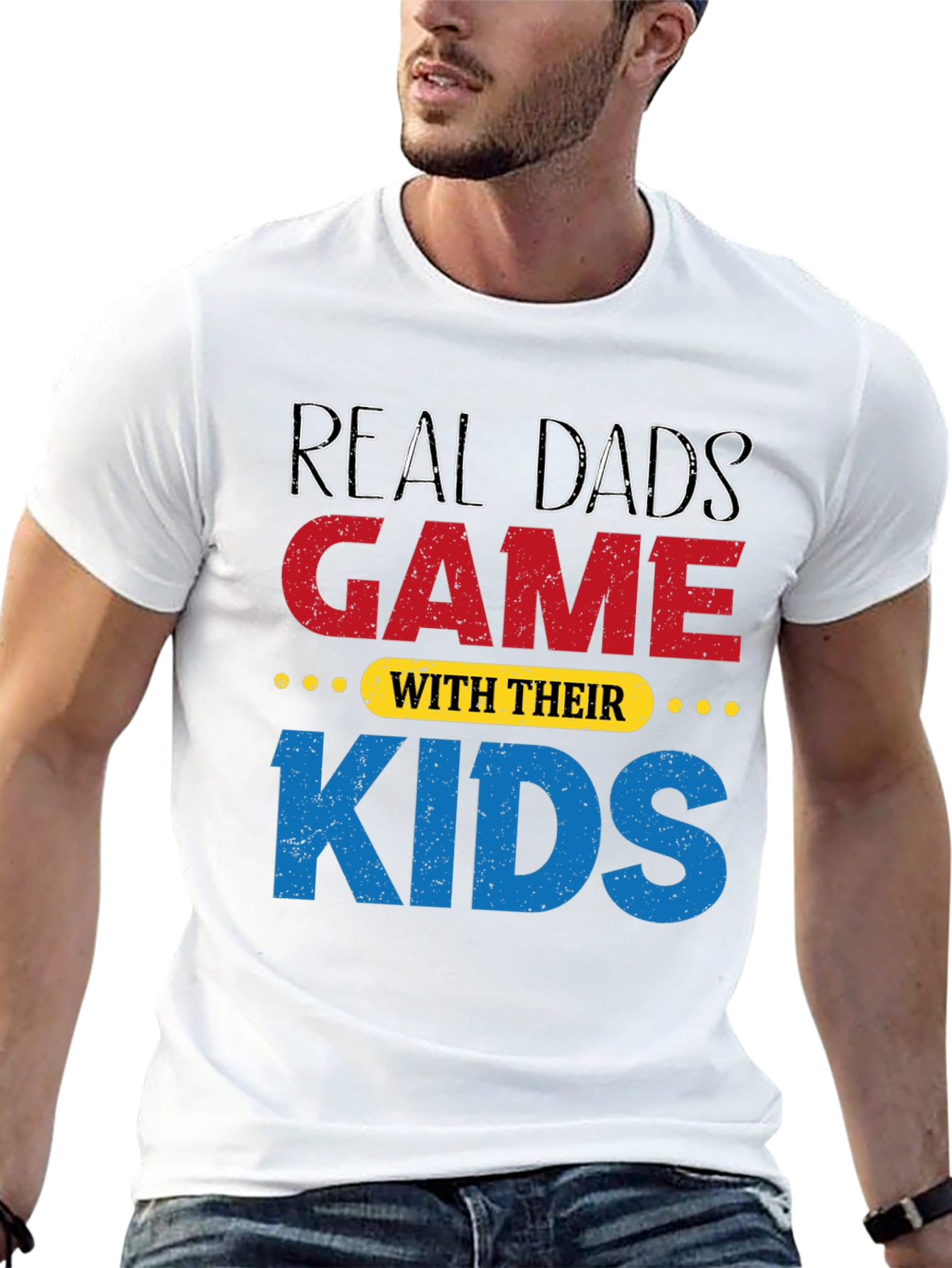 Real Dads Game with Their Kids Black T-Shirt