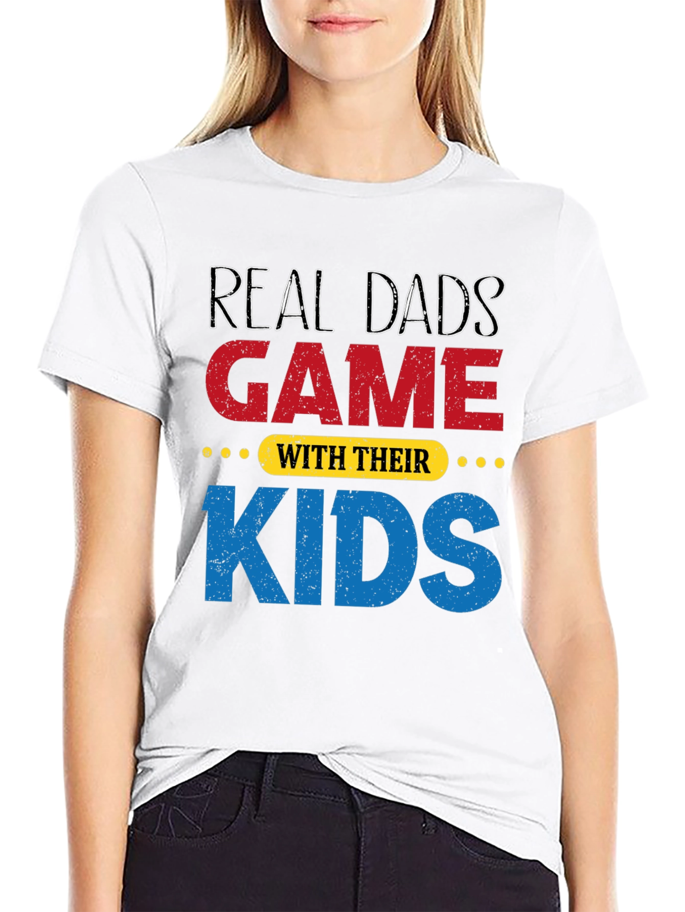 Real Dads Game with Their Kids Black T-Shirt