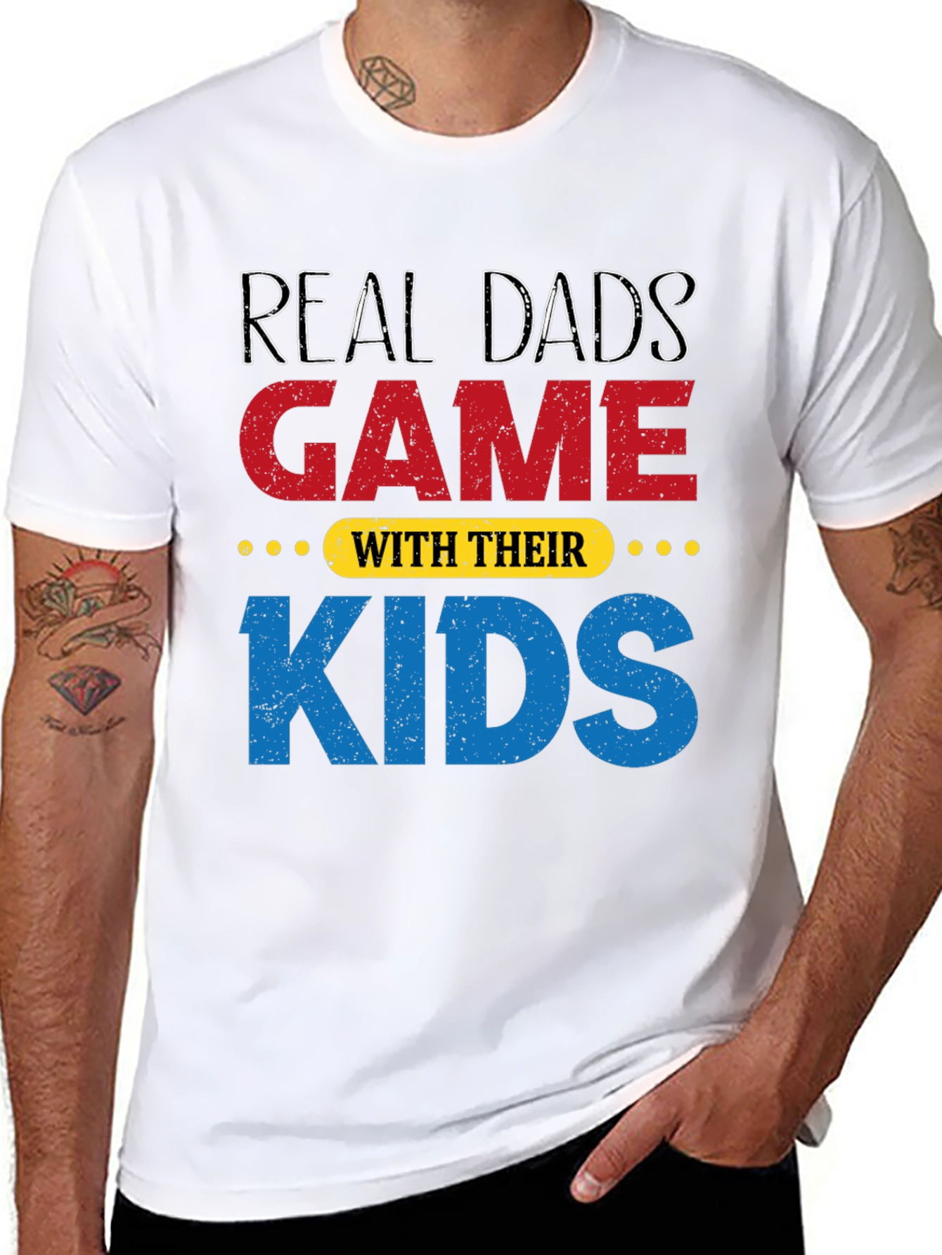 Real Dads Game with Their Kids Black T-Shirt
