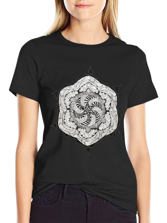 Black T-Shirt with Mandala Graphic Print