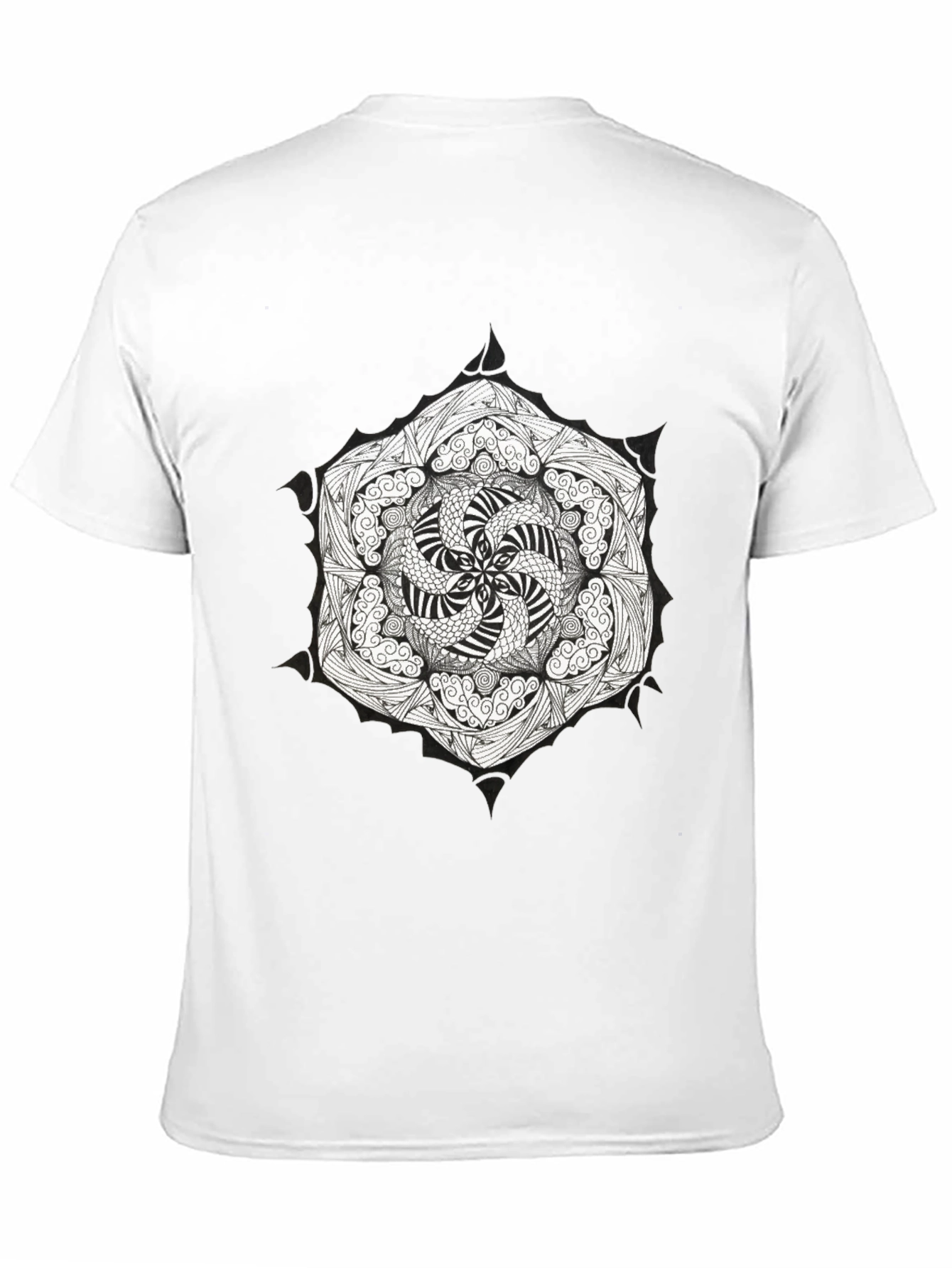 Black T-Shirt with Mandala Graphic Print