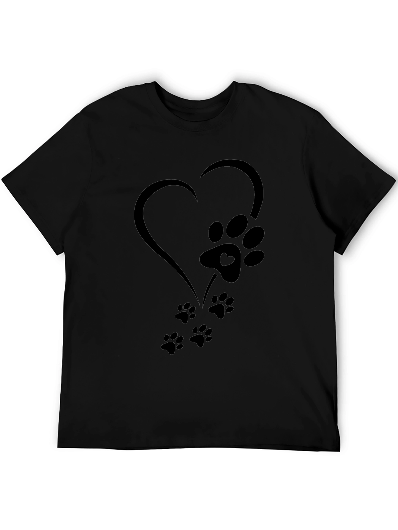 Heart Paw Print Graphic Tee - Black
