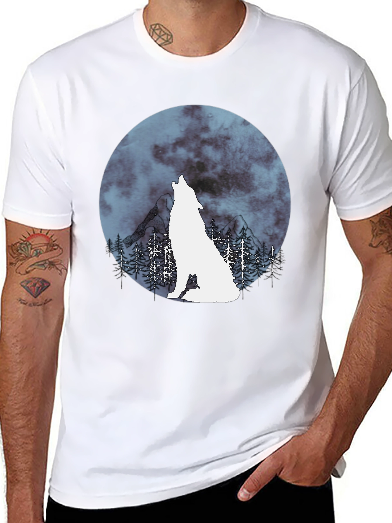Wolf Moon Graphic Tee - Stylish Mens Shirt