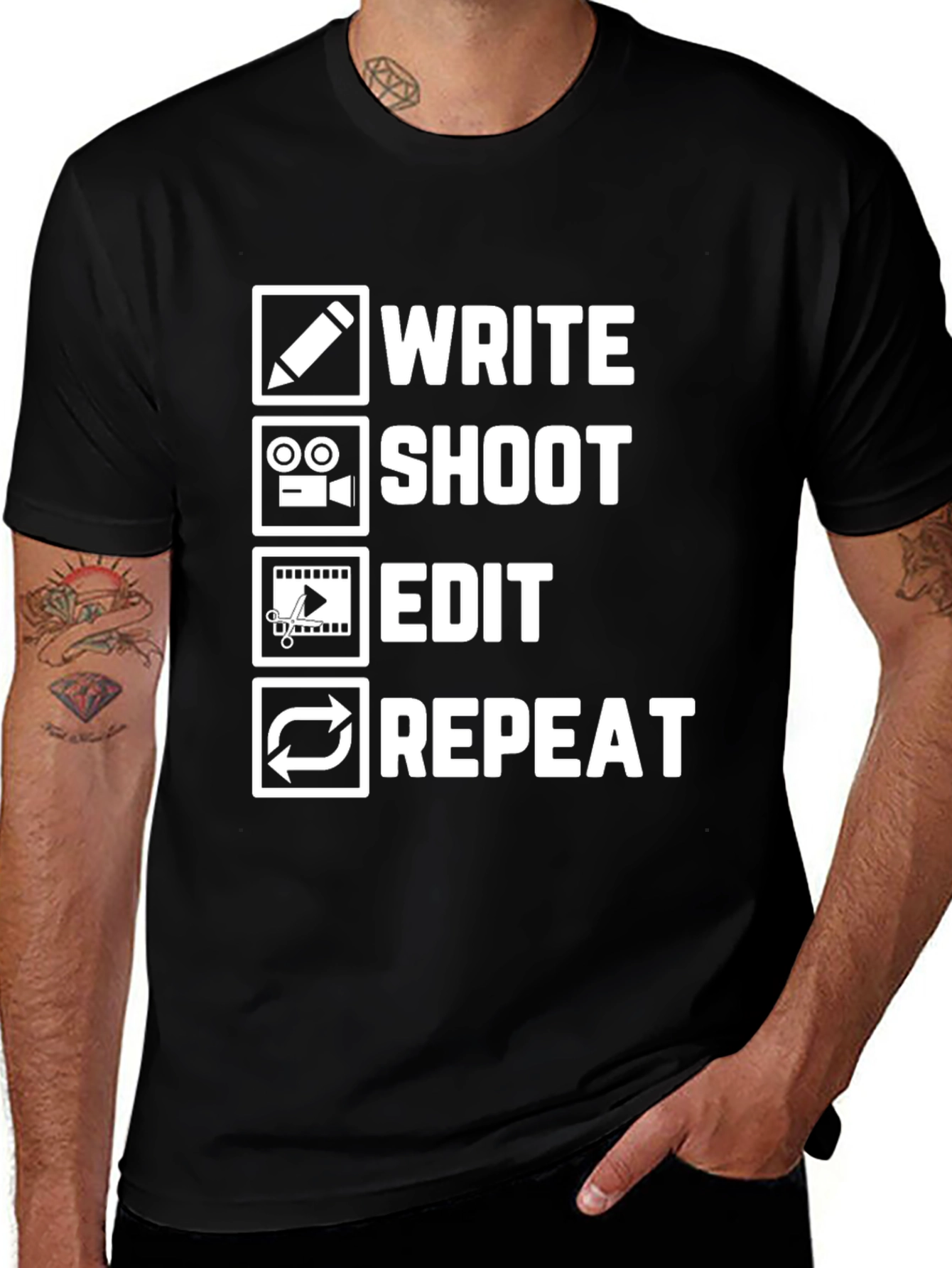 Write Shoot Edit Repeat Filmmaker T-Shirt