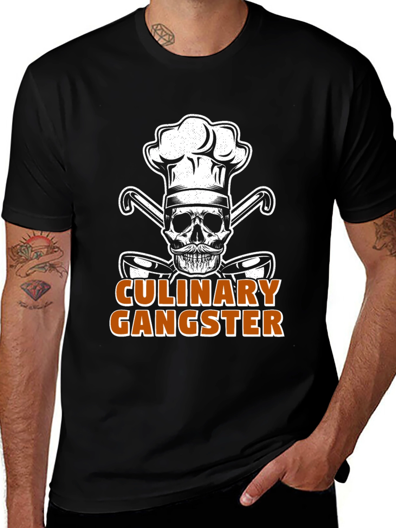 Culinary Gangster Chef Skull Graphic T-Shirt